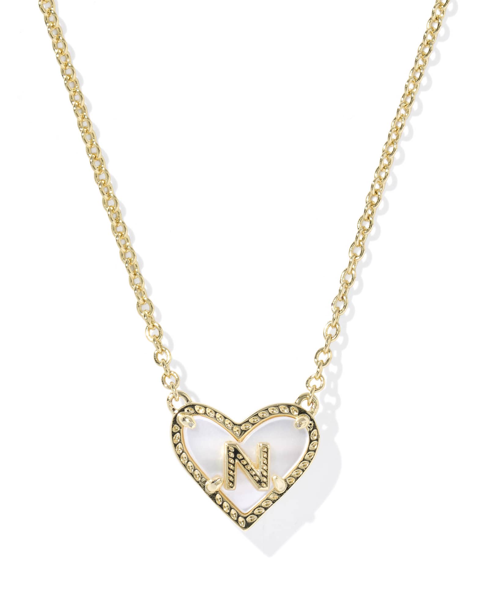 Ari Heart Letter N Gold Short Pendant Necklace