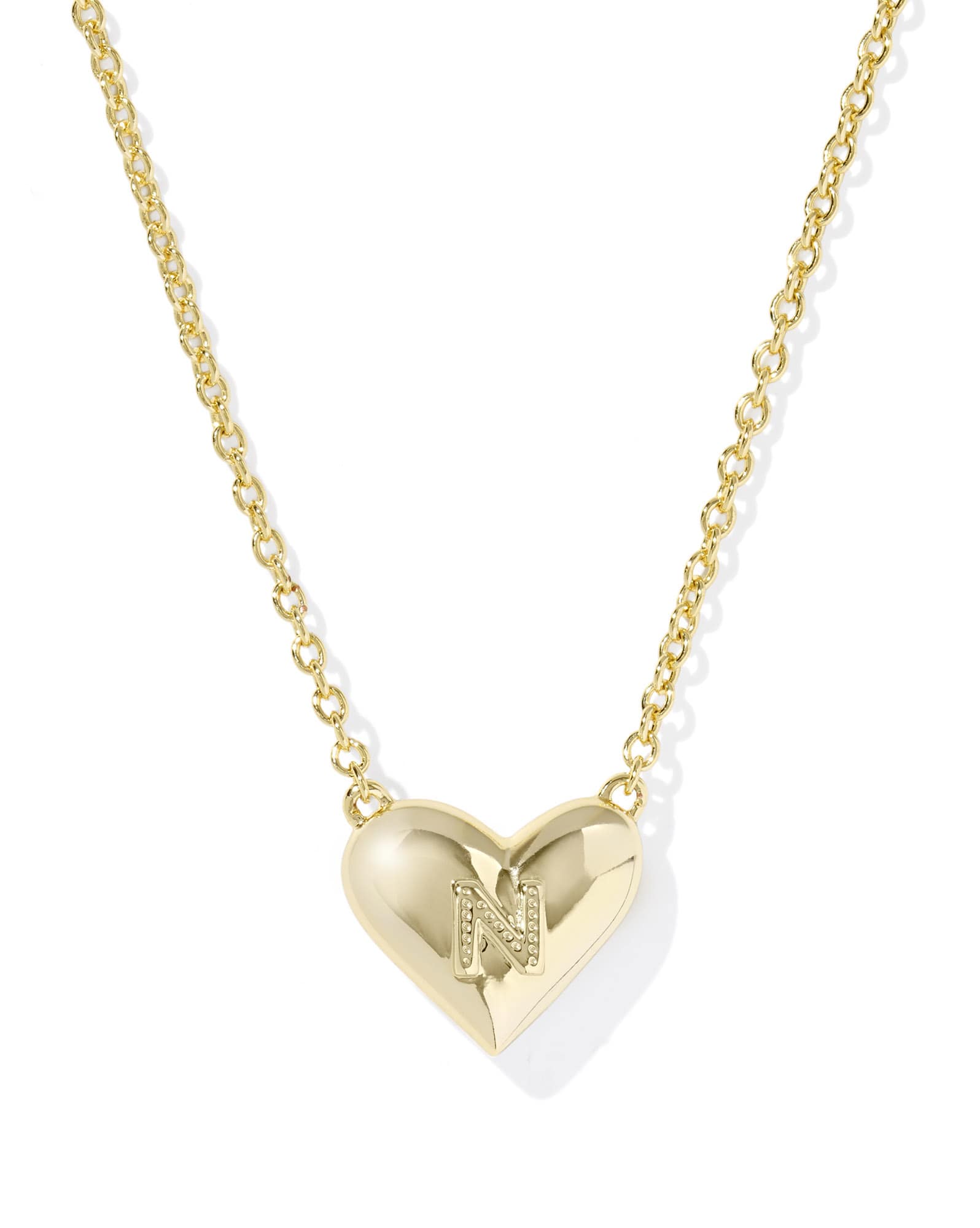 Ari Heart Letter N Gold Short Pendant Necklace