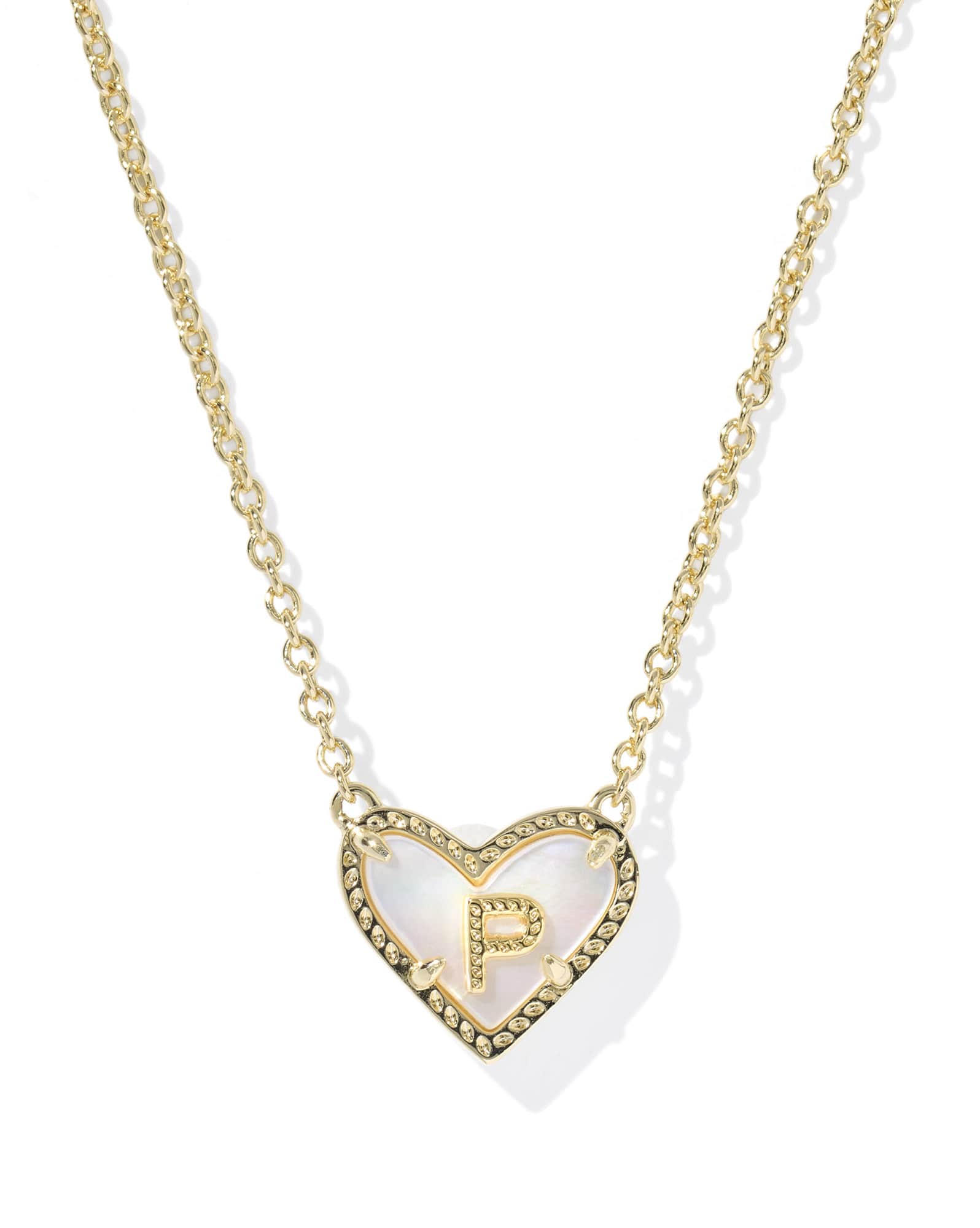 Ari Heart Letter P Gold Short Pendant Necklace