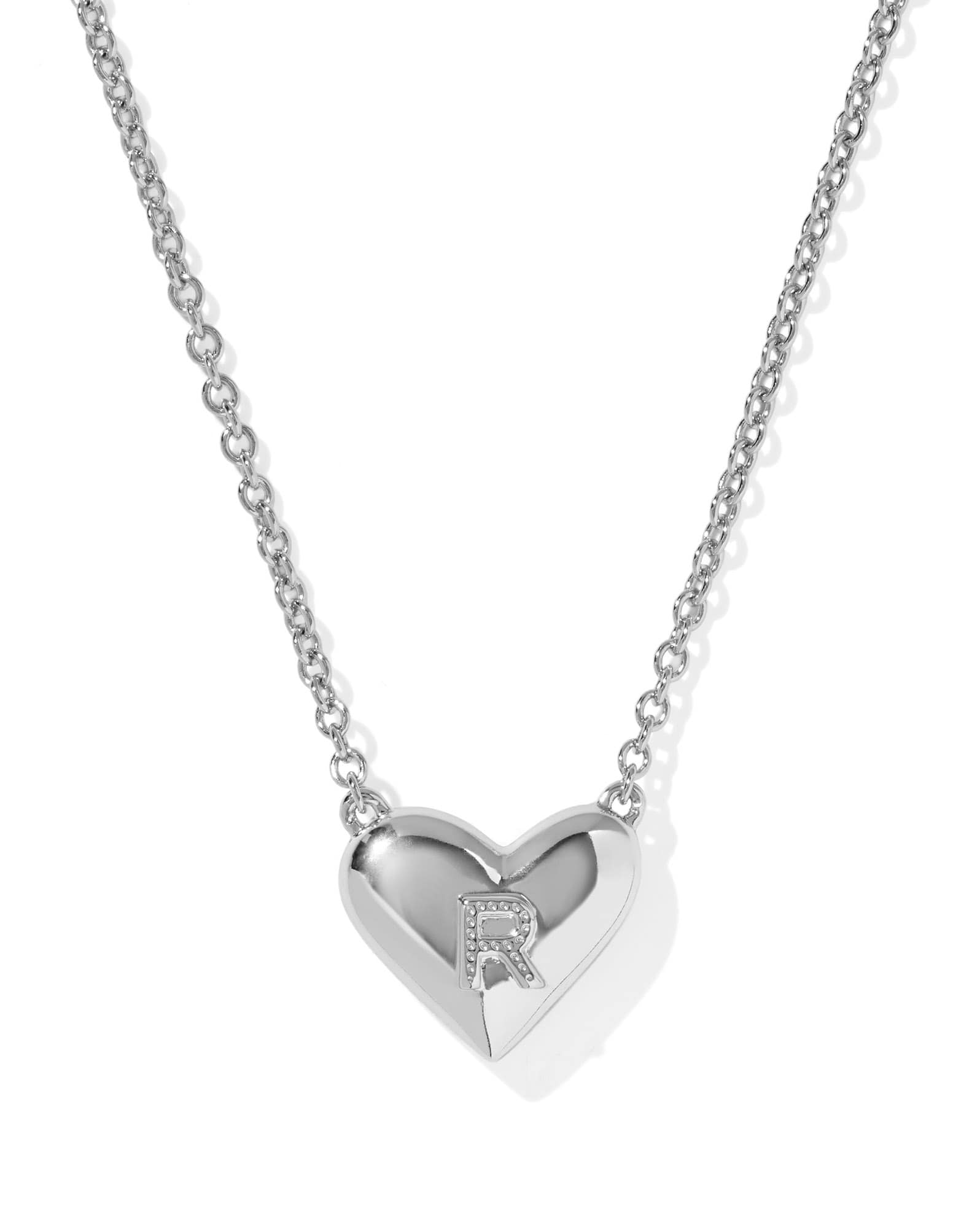 Ari Heart Letter R Silver Short Pendant Necklace