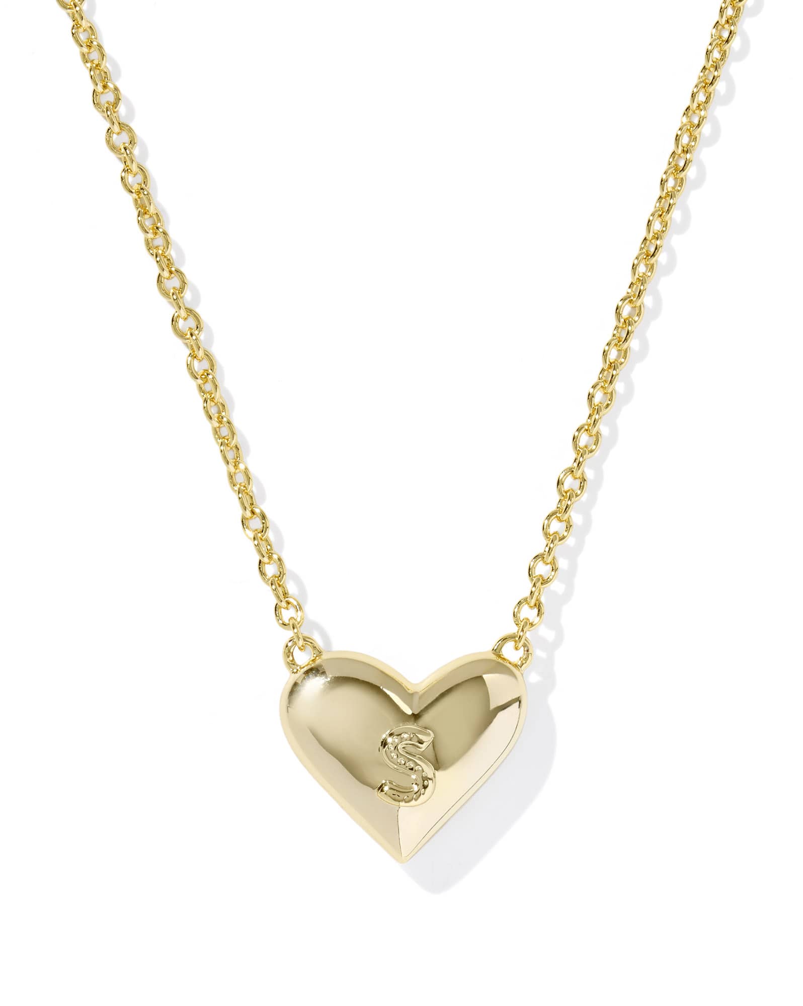 Ari Heart Letter S Gold Short Pendant Necklace