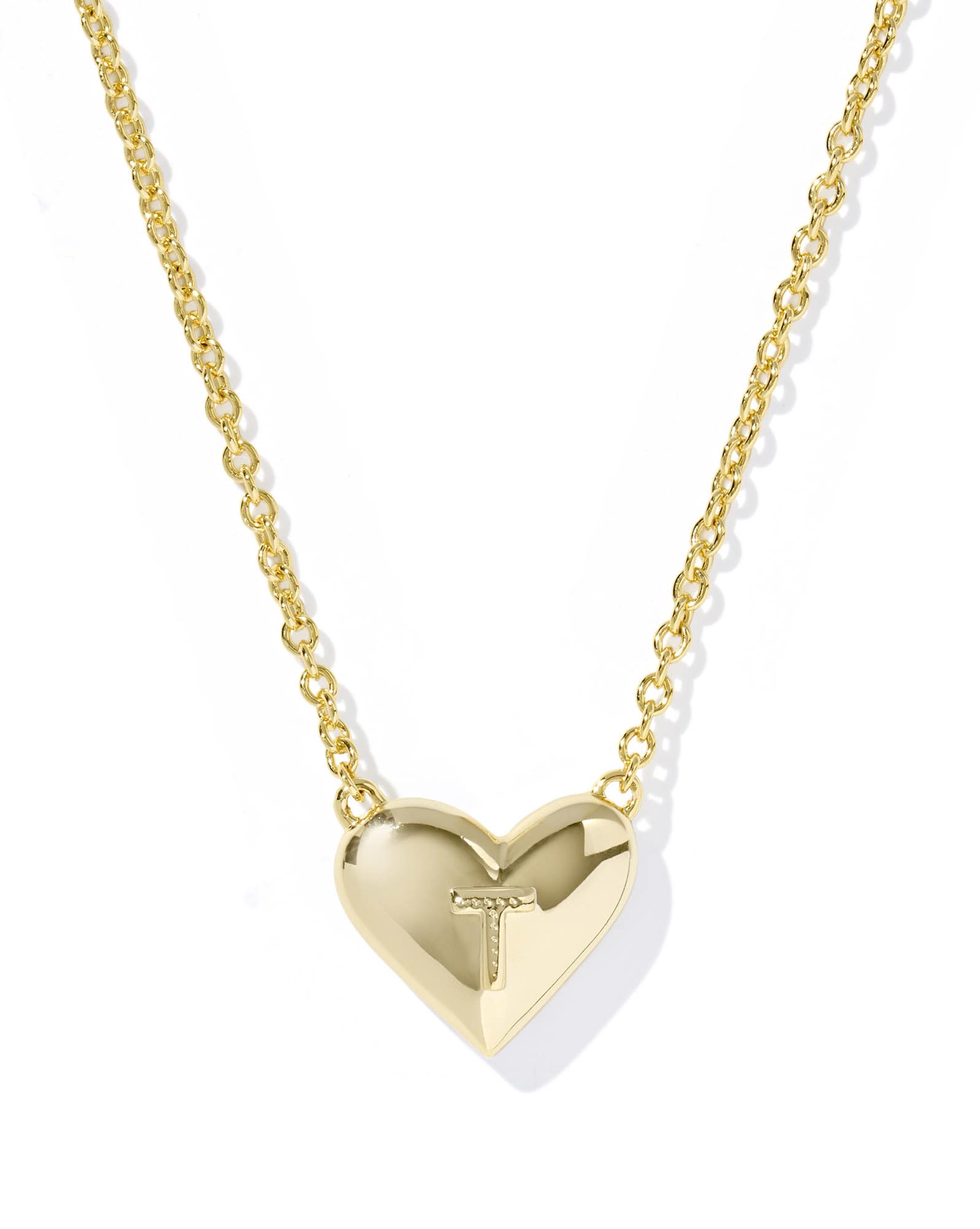 Ari Heart Letter T Gold Short Pendant Necklace