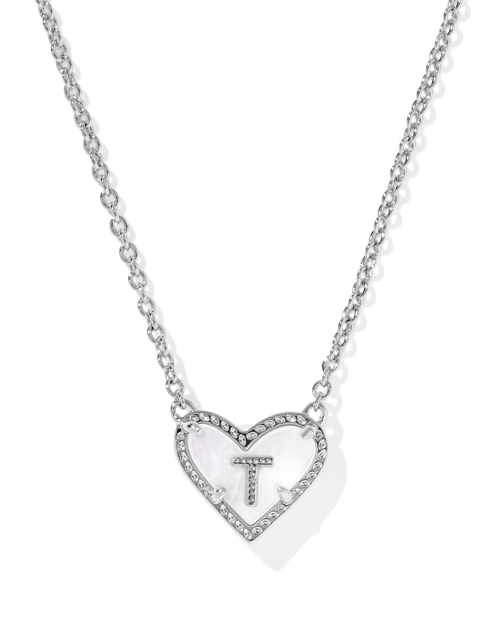 Ari Heart Letter T Silver Short Pendant Necklace