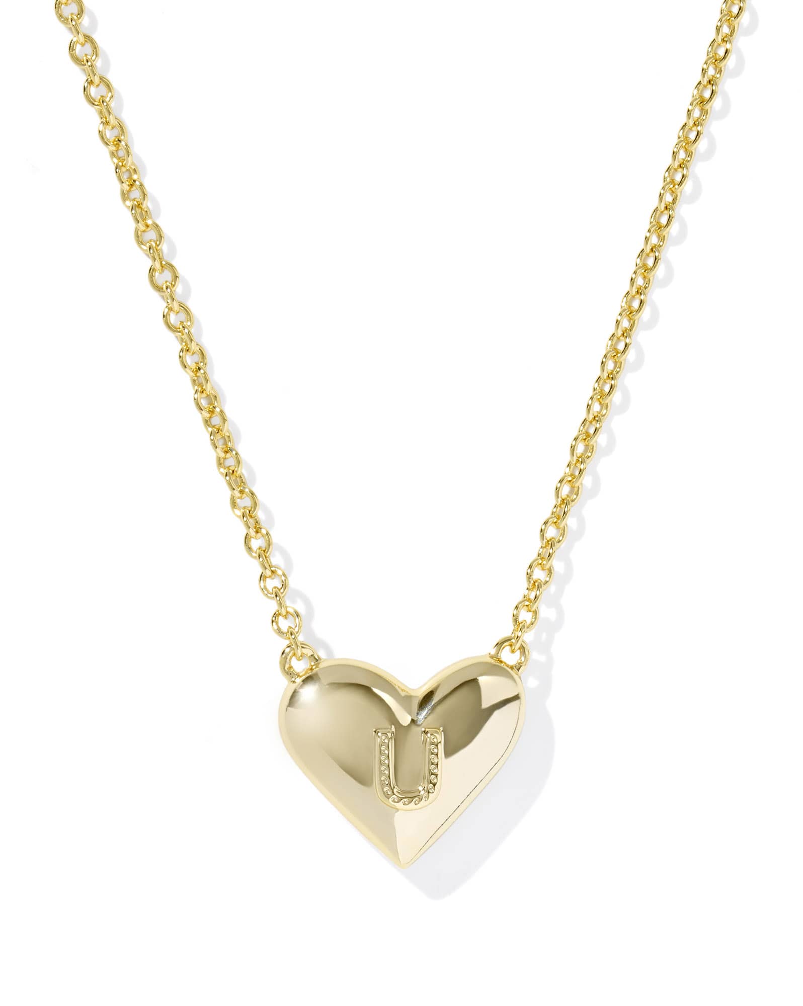Ari Heart Letter U Gold Short Pendant Necklace
