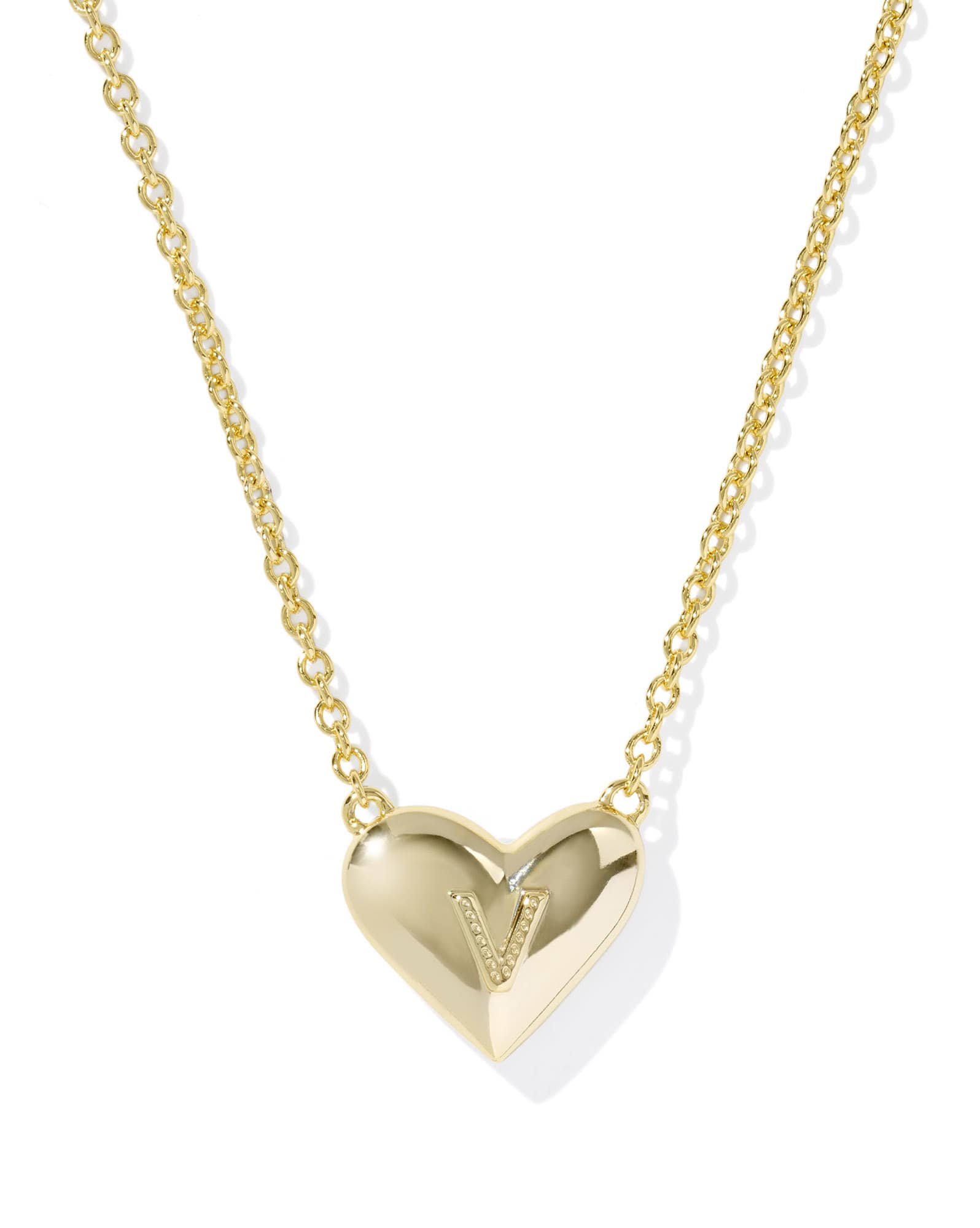 Ari Heart Letter V Gold Short Pendant Necklace