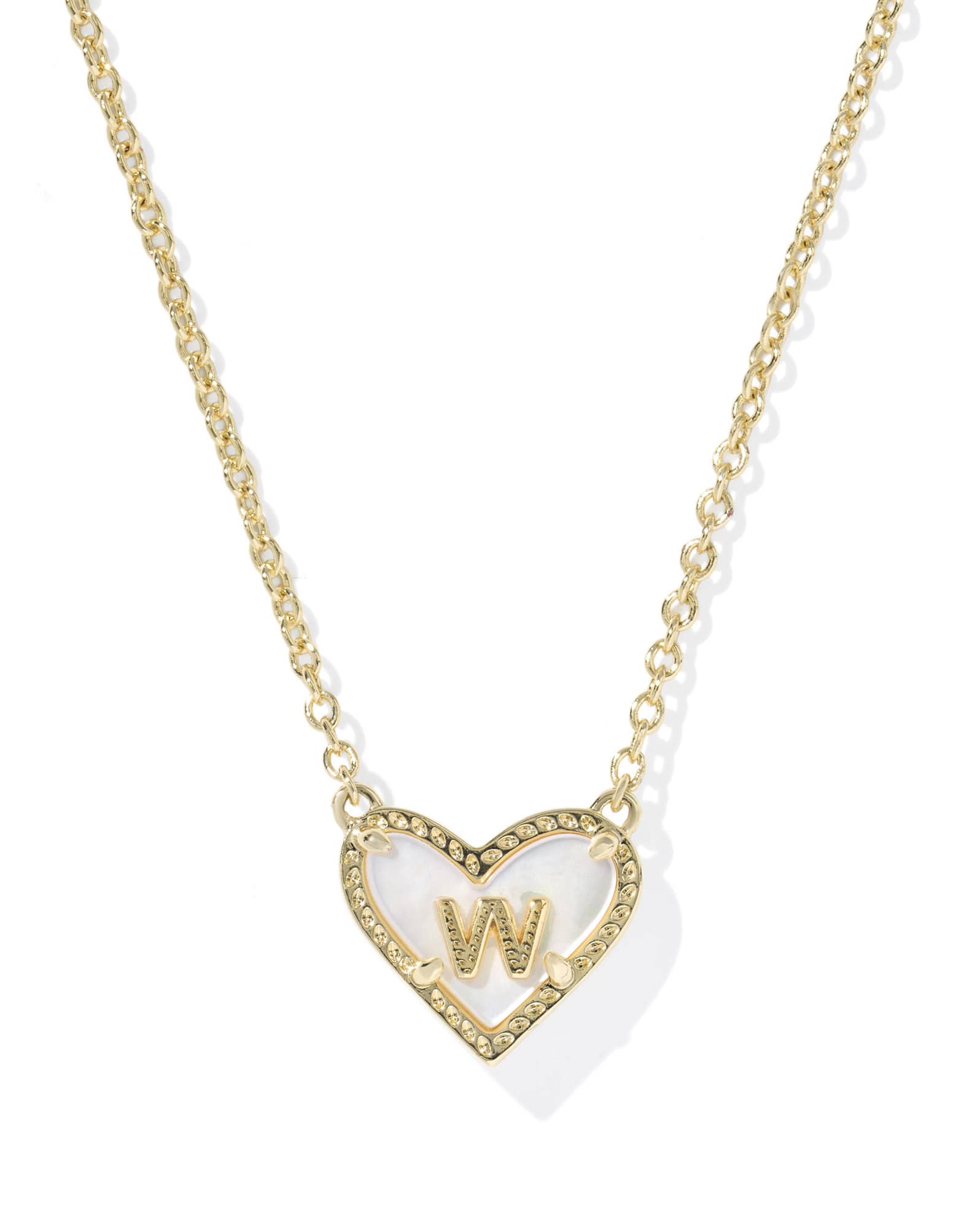 Ari Heart Letter W Gold Short Pendant Necklace