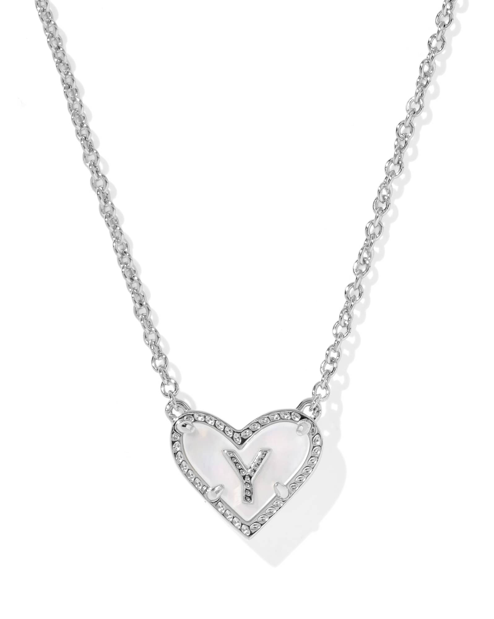 Ari Heart Letter Y Silver Short Pendant Necklace