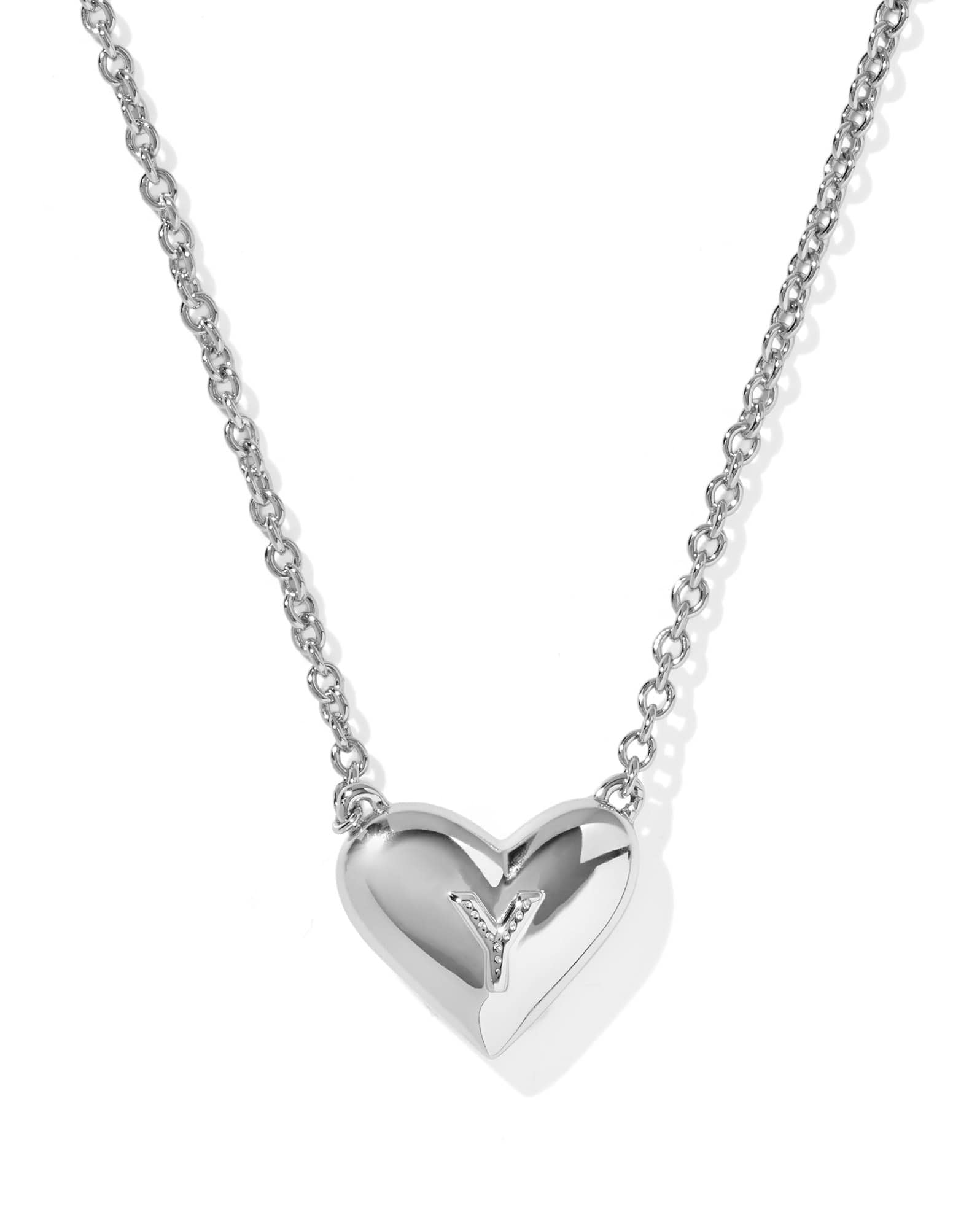 Ari Heart Letter Y Silver Short Pendant Necklace