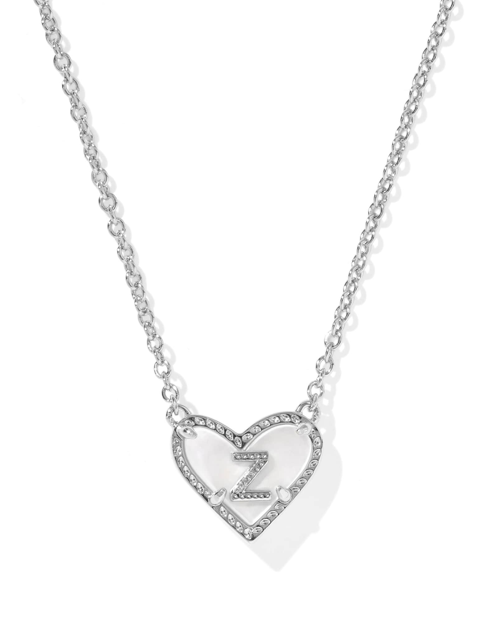 Ari Heart Letter Z Silver Short Pendant Necklace