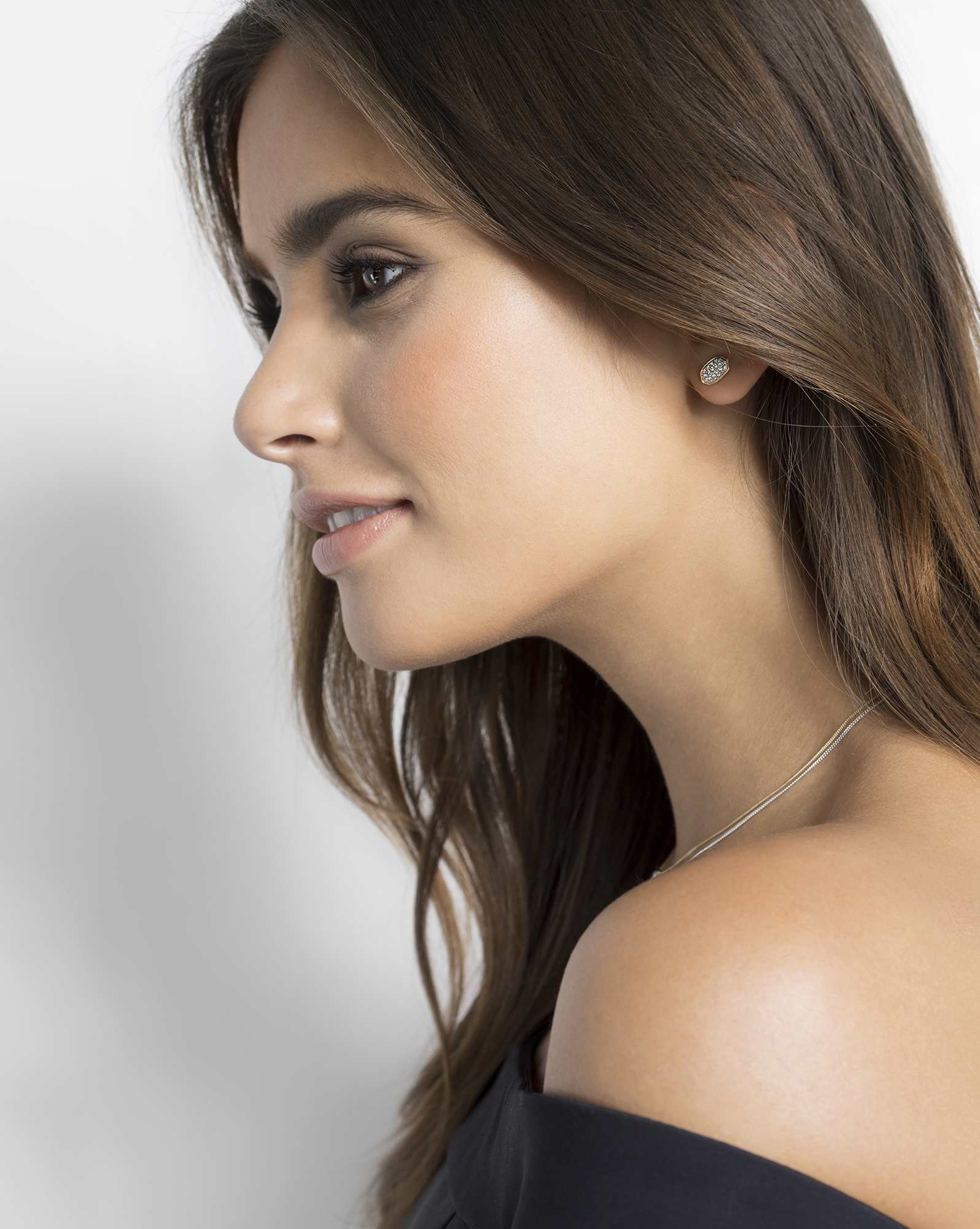 Amelee Earrings in Pave Diamond and 14k White Gold