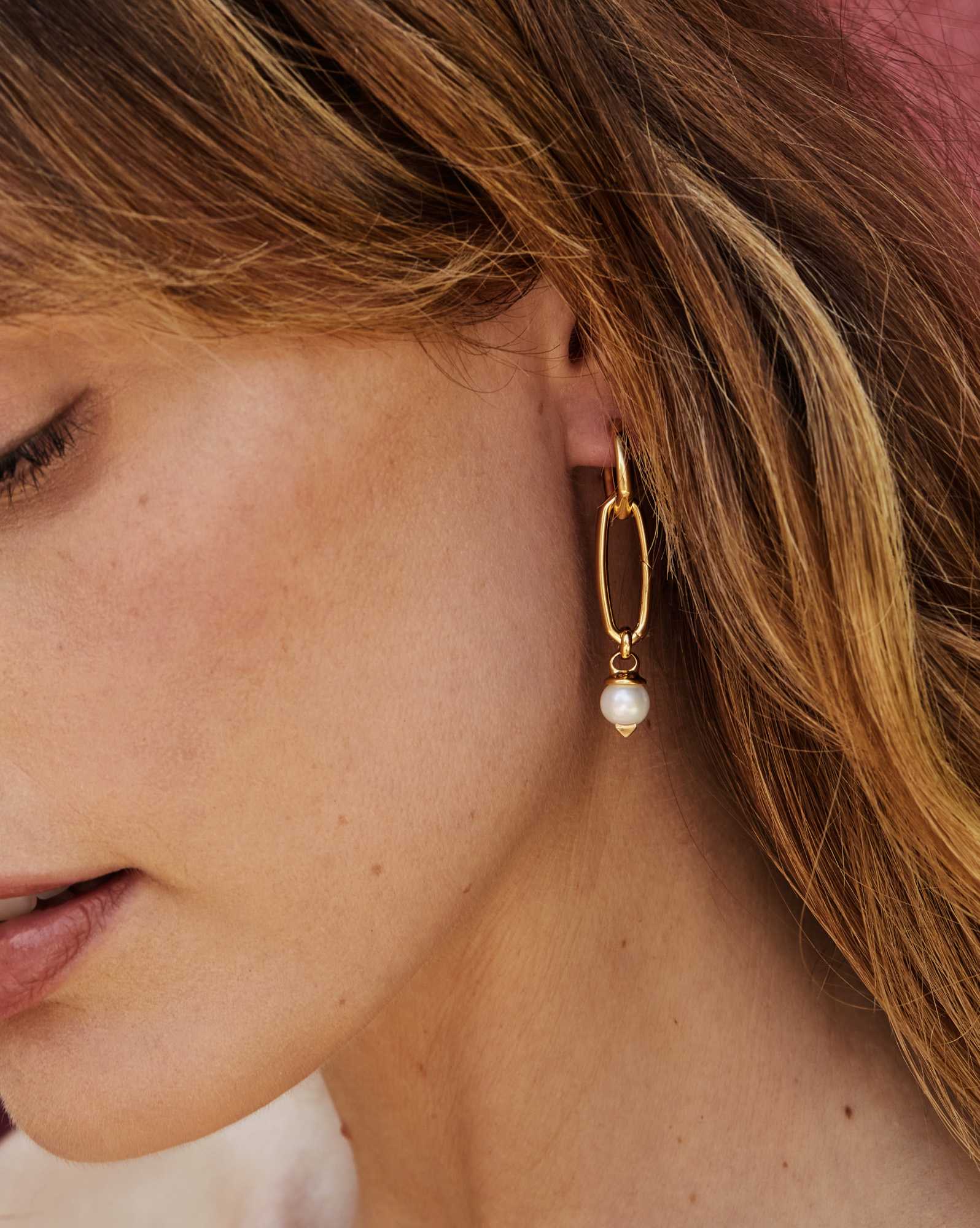 Brooklyn Convertible Pearl 18k Gold Vermeil Charm Earrings in Freshwater Cultured Pearl