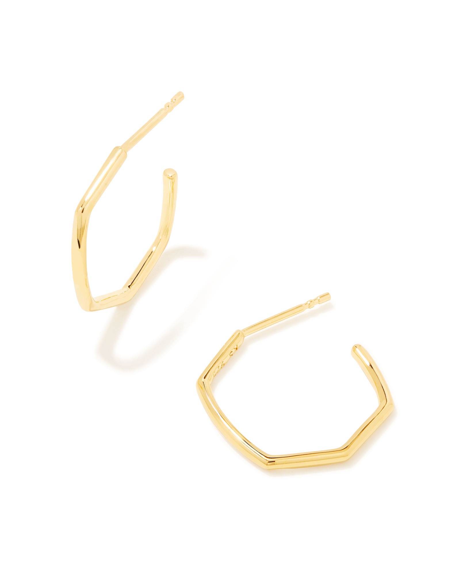 Small Davie Thin Hexagon Hoop Earrings in 18k Gold Vermeil