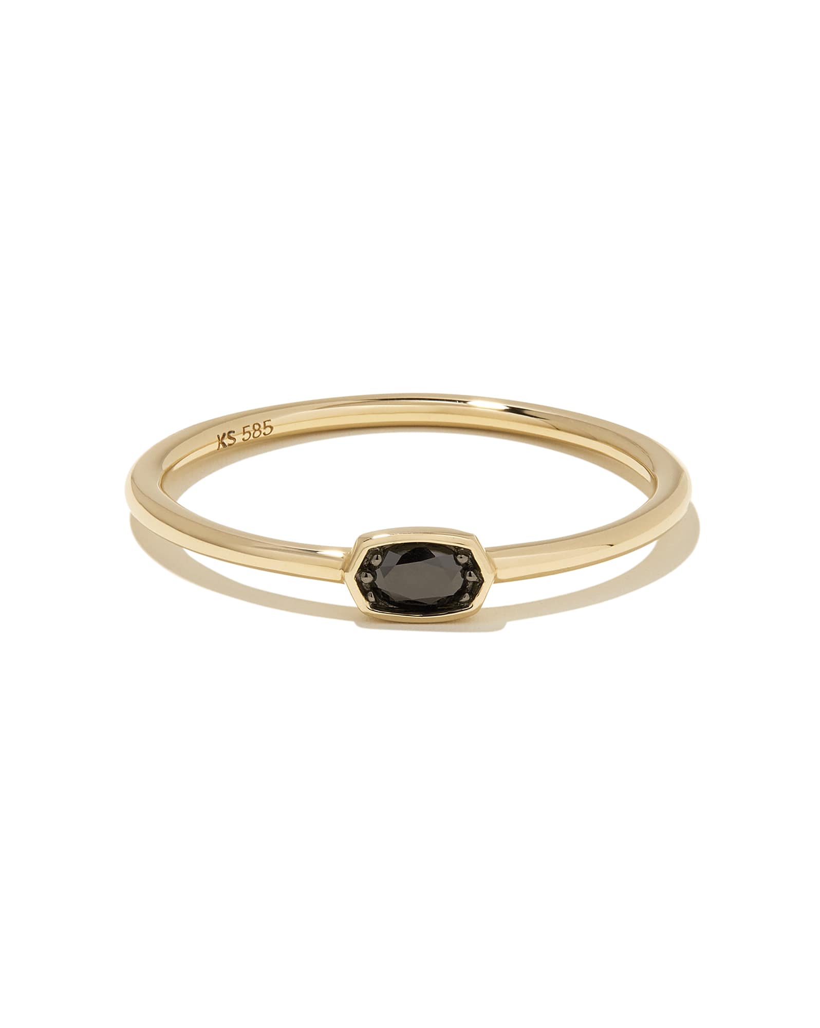 0.11 ct Marisa 14k Yellow Gold Oval Solitaire Band Ring in Black Diamond