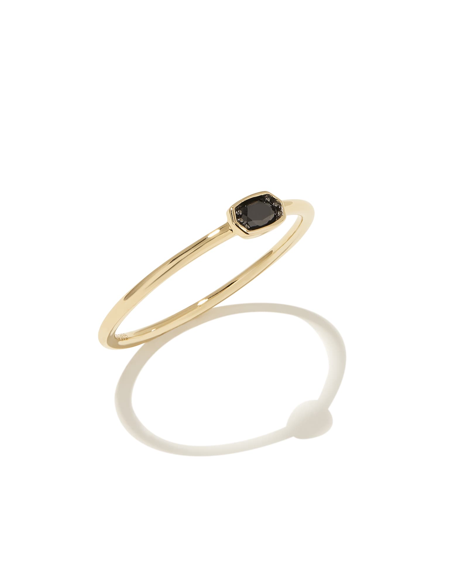 0.11 ct Marisa 14k Yellow Gold Oval Solitaire Band Ring in Black Diamond