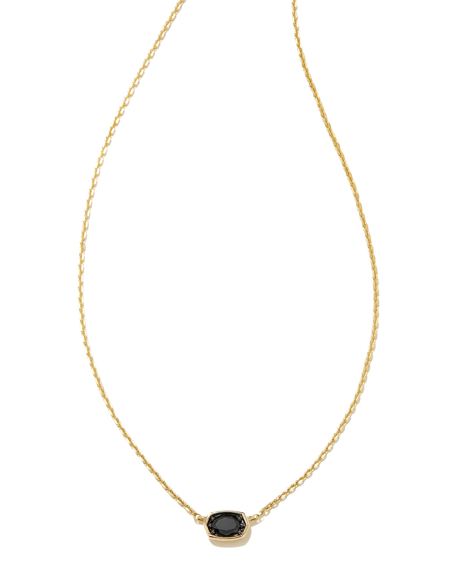 0.11 ct Marisa 14k Yellow Gold Oval Solitaire Pendant Necklace in Black Diamond