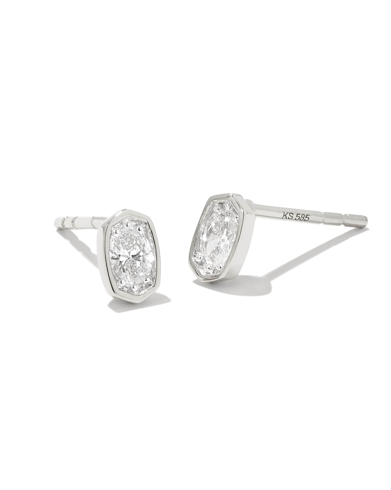 0.22 ct Marisa 14k White Gold Oval Solitaire Stud Earrings in White Diamond