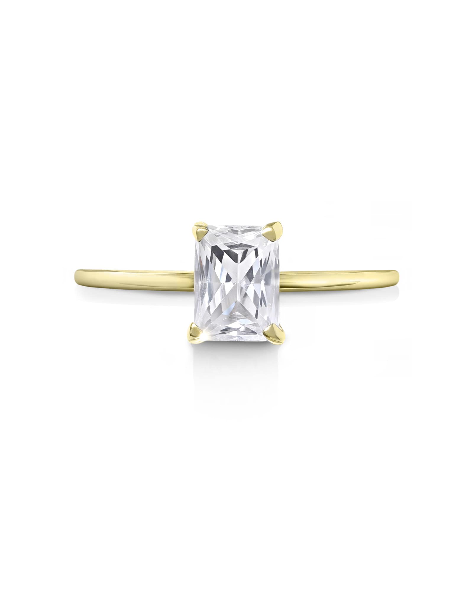 2 ct Solitaire N-S Emerald Engagement Ring in 14k Yellow Gold