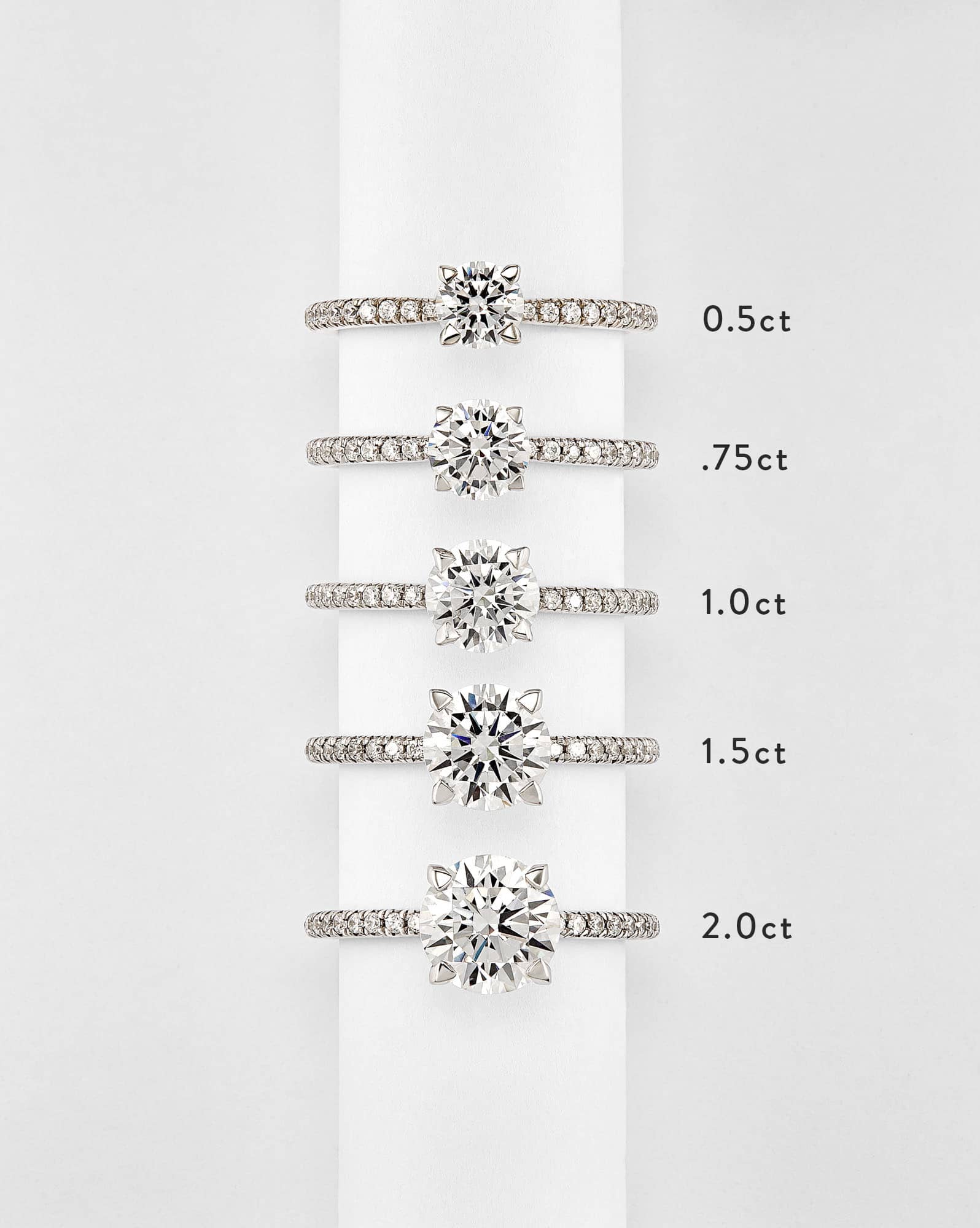 Round Solitaire Engagement Ring with Pave Diamonds