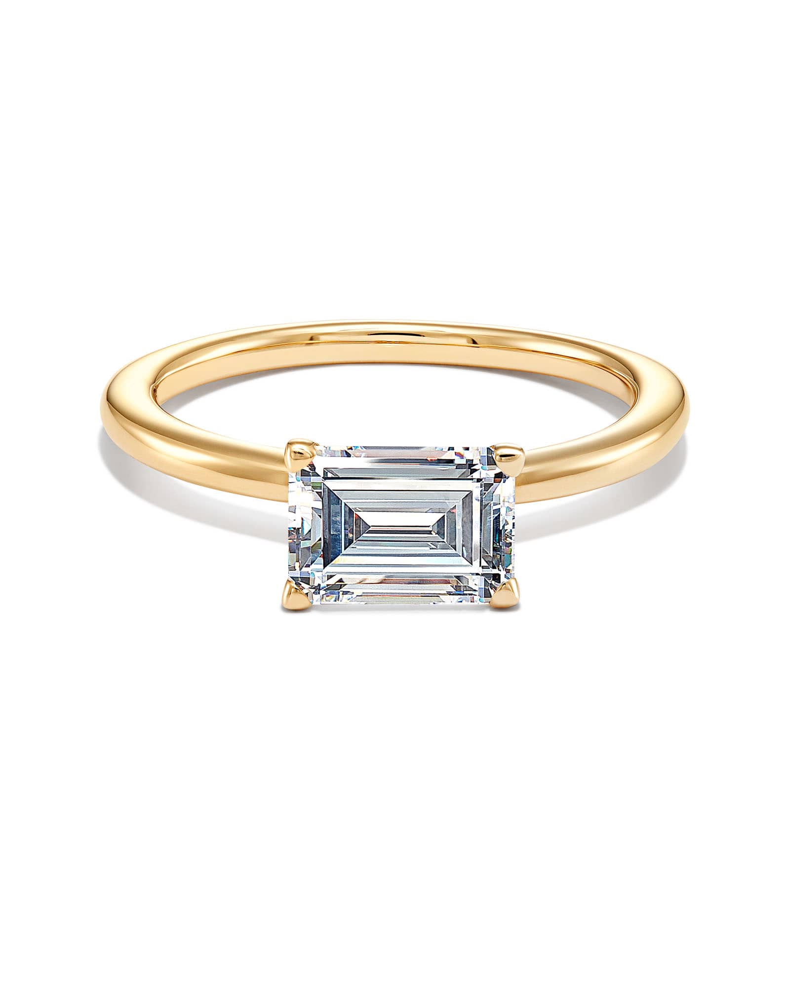 0.5 ct Emerald Solitaire Engagement Ring in 14k Yellow Gold