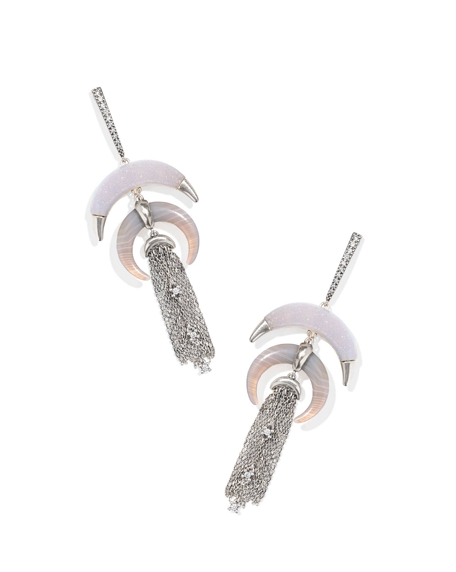 Lainey Wilson x Yellow Rose by Kendra Scott Vintage Silver Statement Earrings in Iridescent Gray Mix