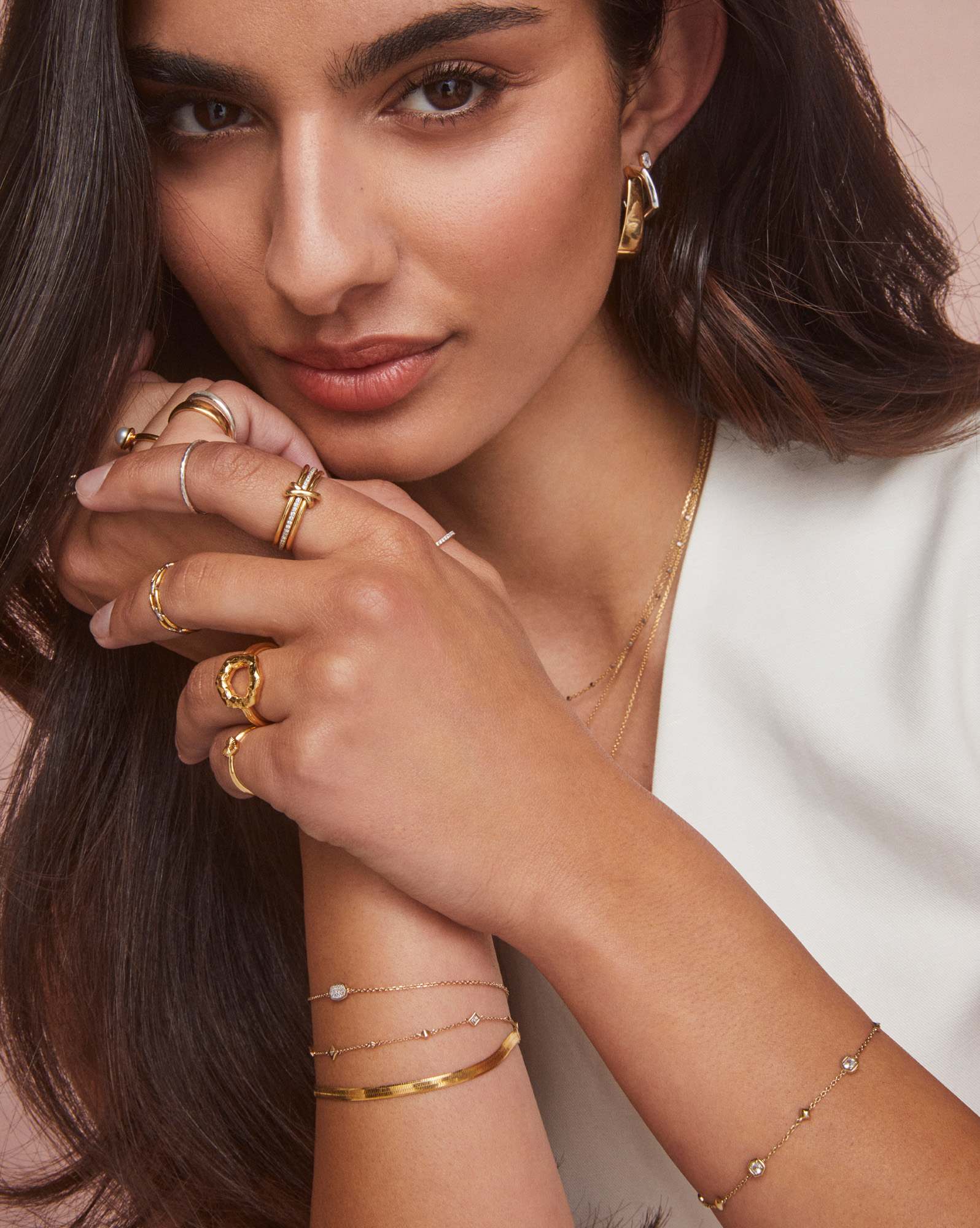 Davie 18k Gold Vermeil Trio Delicate Bracelet in White Sapphire