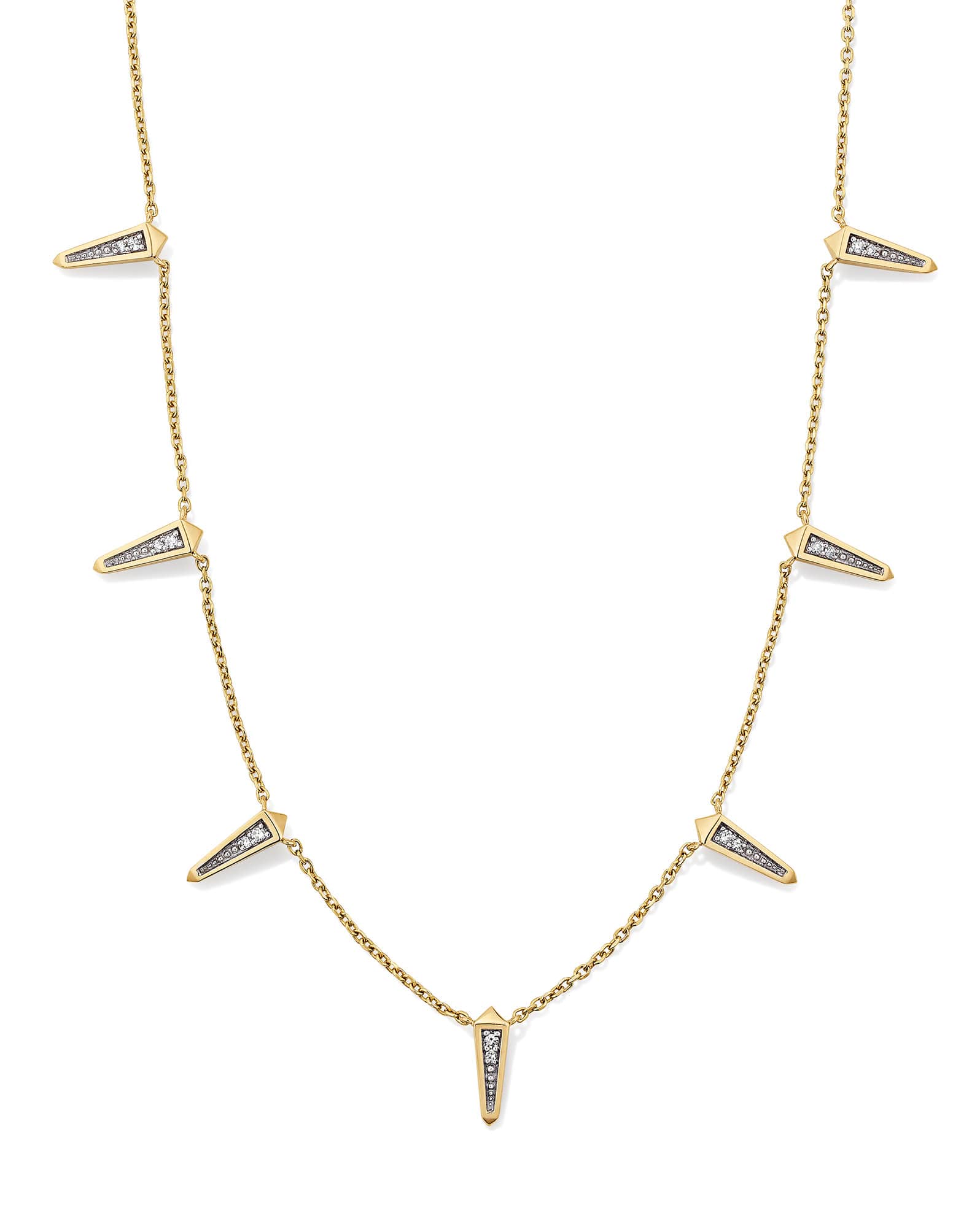 Small Spike 14k Yellow Gold Strand Necklace