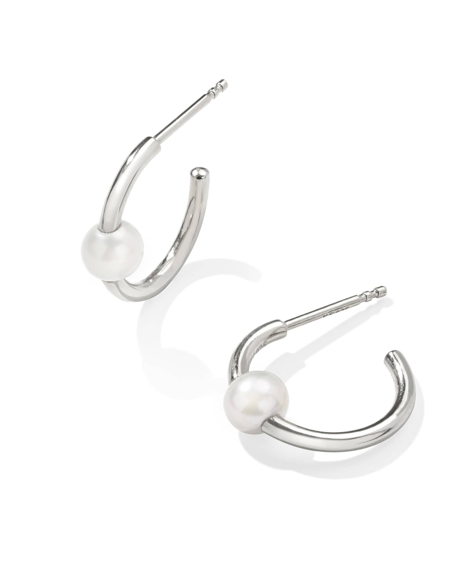 Emmaline Sterling Silver Huggie Earrings in Freshwater Cultured Pearl