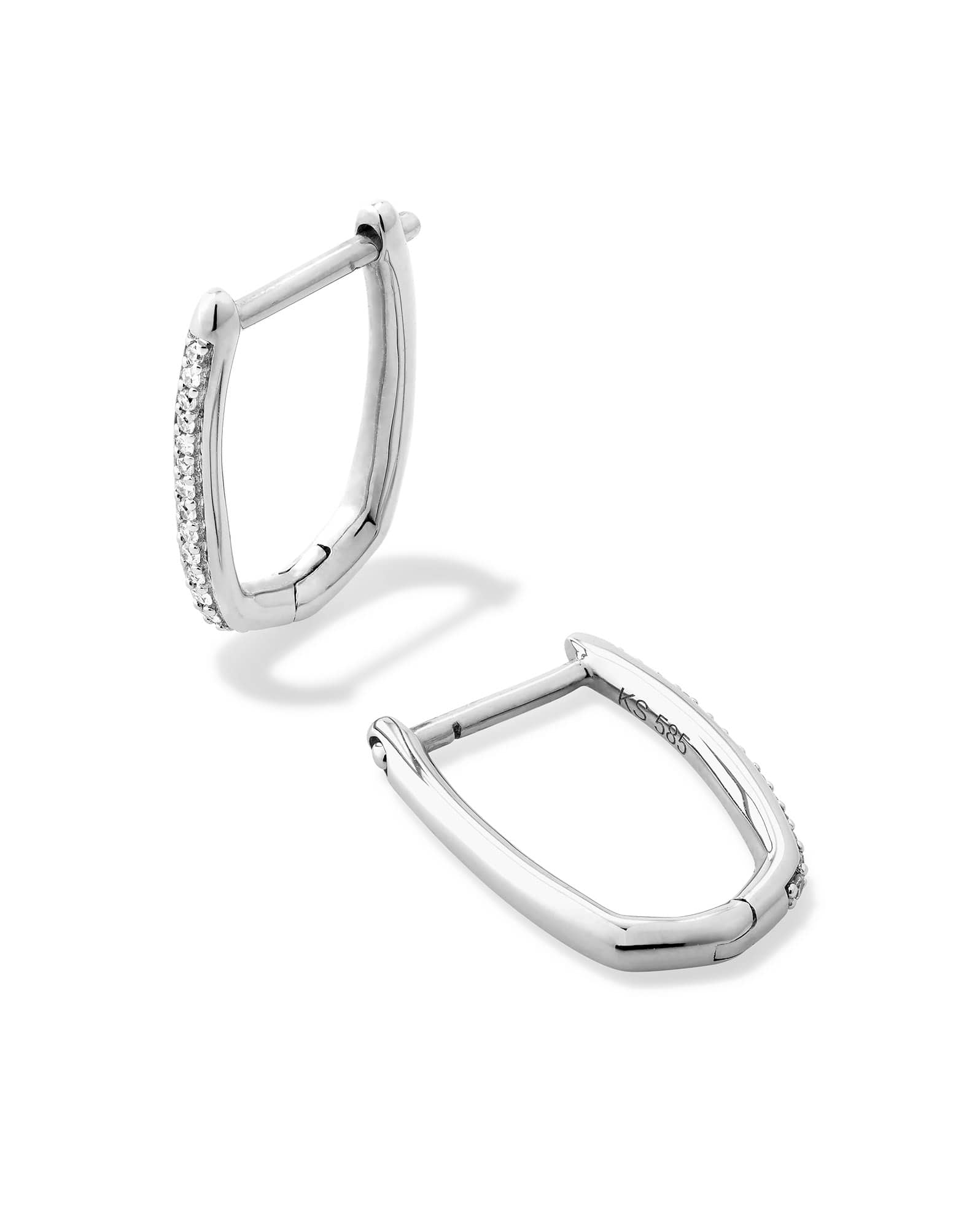 0.1 ct Ellen 14k White Gold Luxe Huggie Earrings in White Diamond