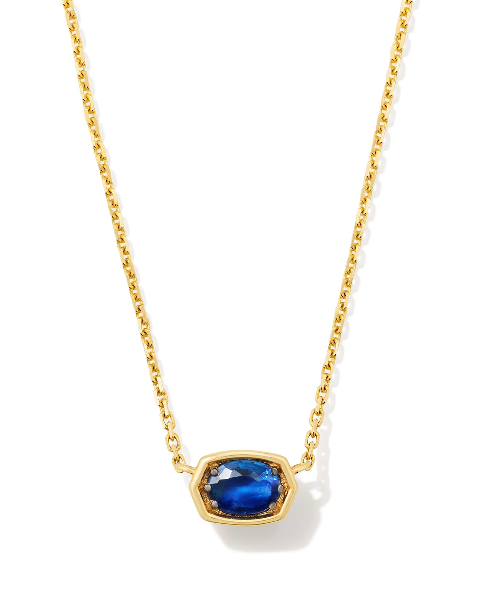 Marisa 14k Yellow Gold Oval Solitaire Pendant Necklace in Blue Sapphire