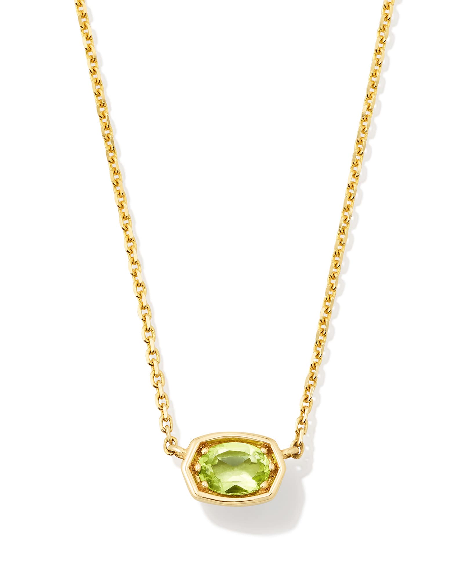 Marisa 14k Yellow Gold Oval Solitaire Pendant Necklace in Peridot