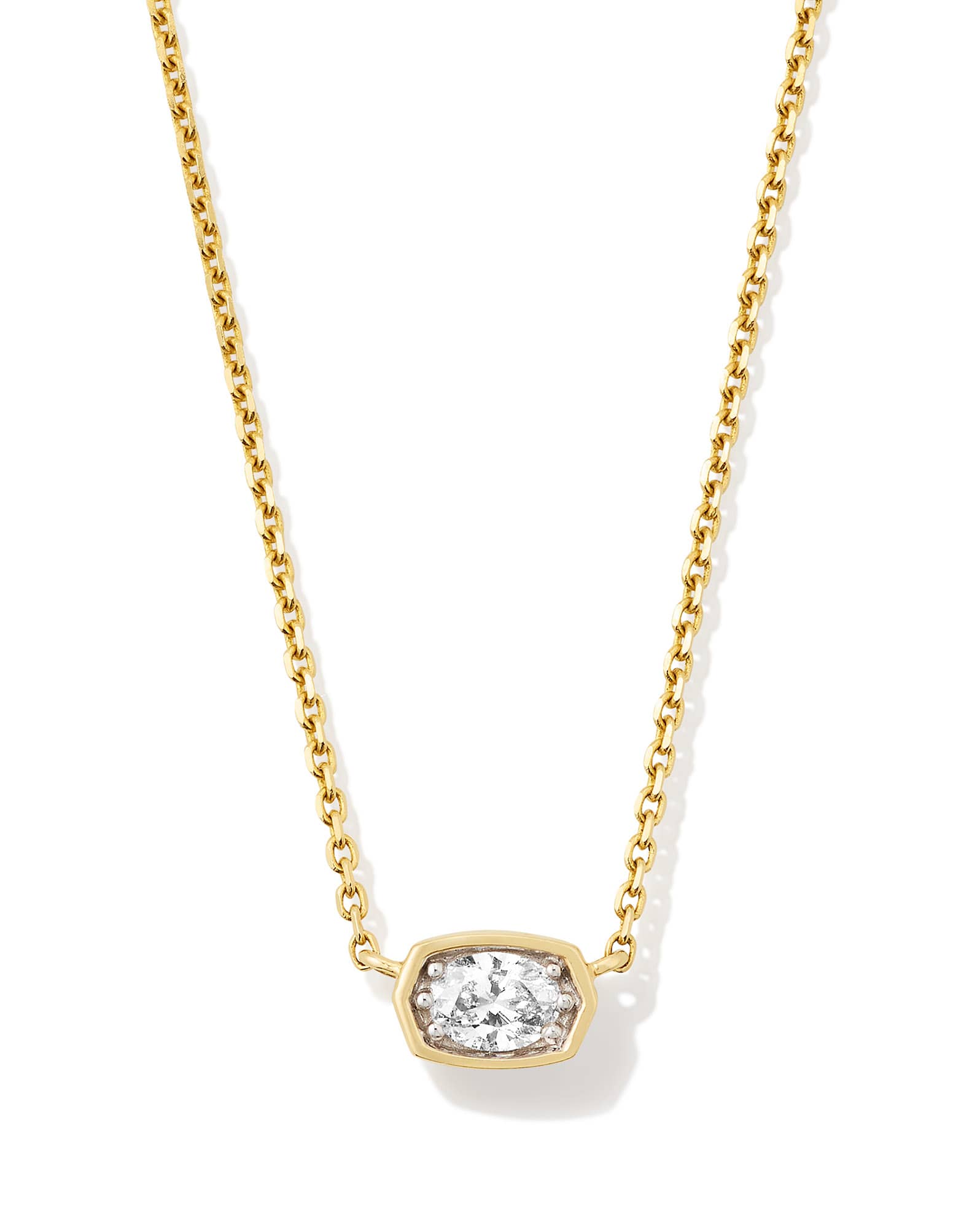0.11 ct Marisa 14k Yellow Gold Oval Solitaire Pendant Necklace in White Diamond