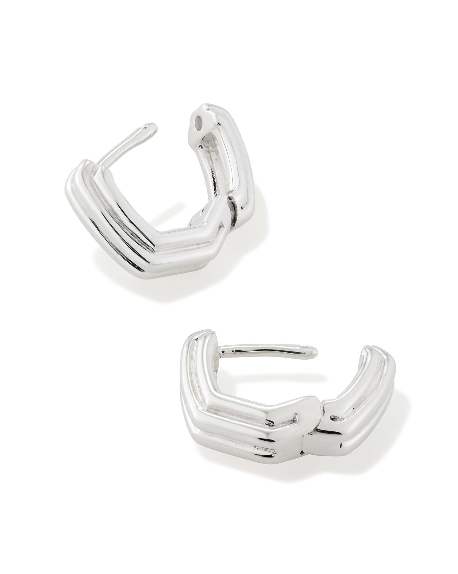 Davie Ridged Huggie Earrings in Sterling Silver