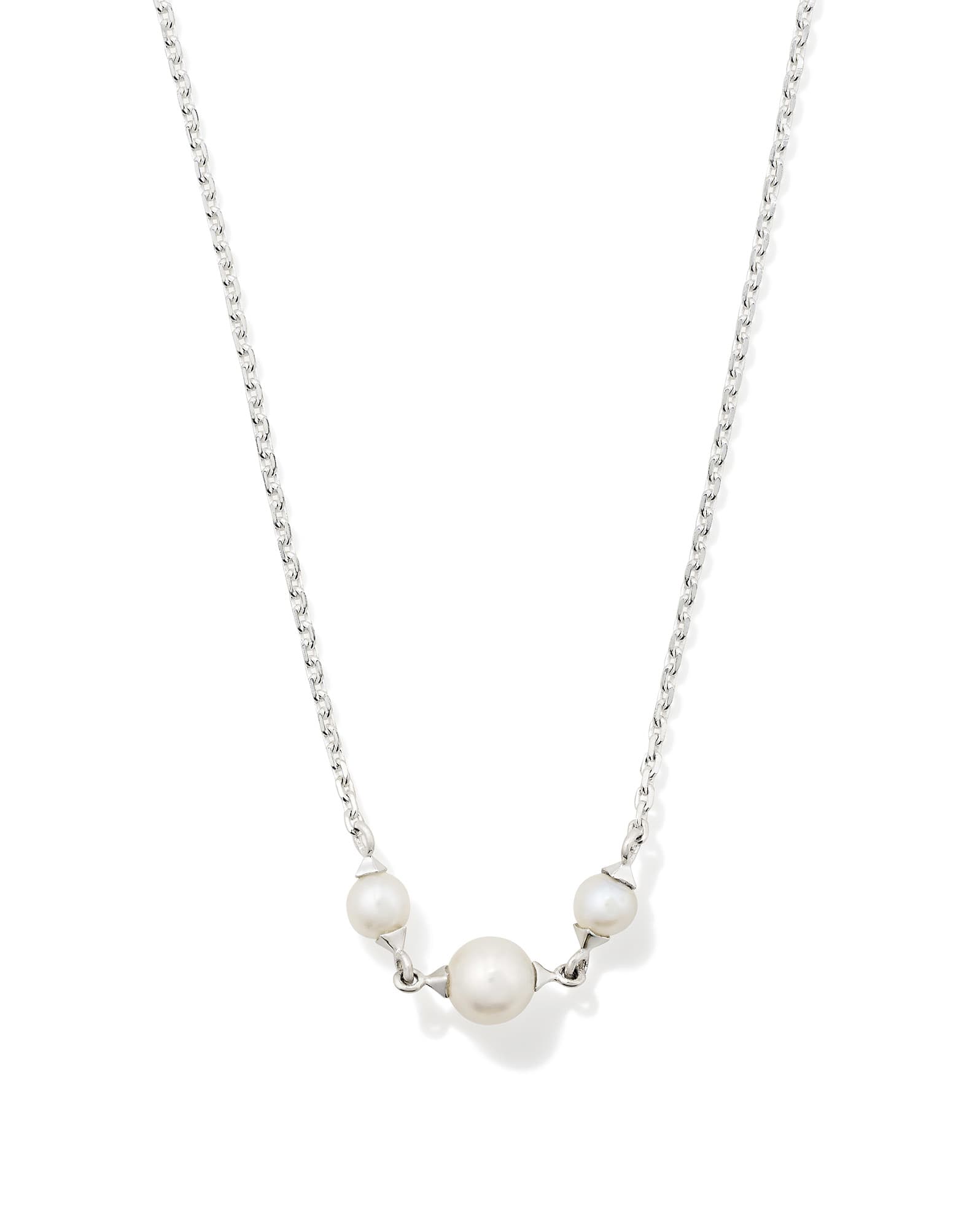 Emmaline Sterling Silver Trio Pendant Necklace in Freshwater Cultured Pearl