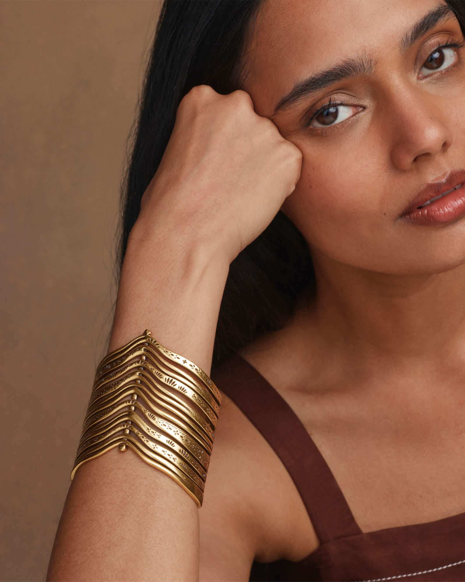 Calliope Vintage Gold Statement Cuff Bracelet