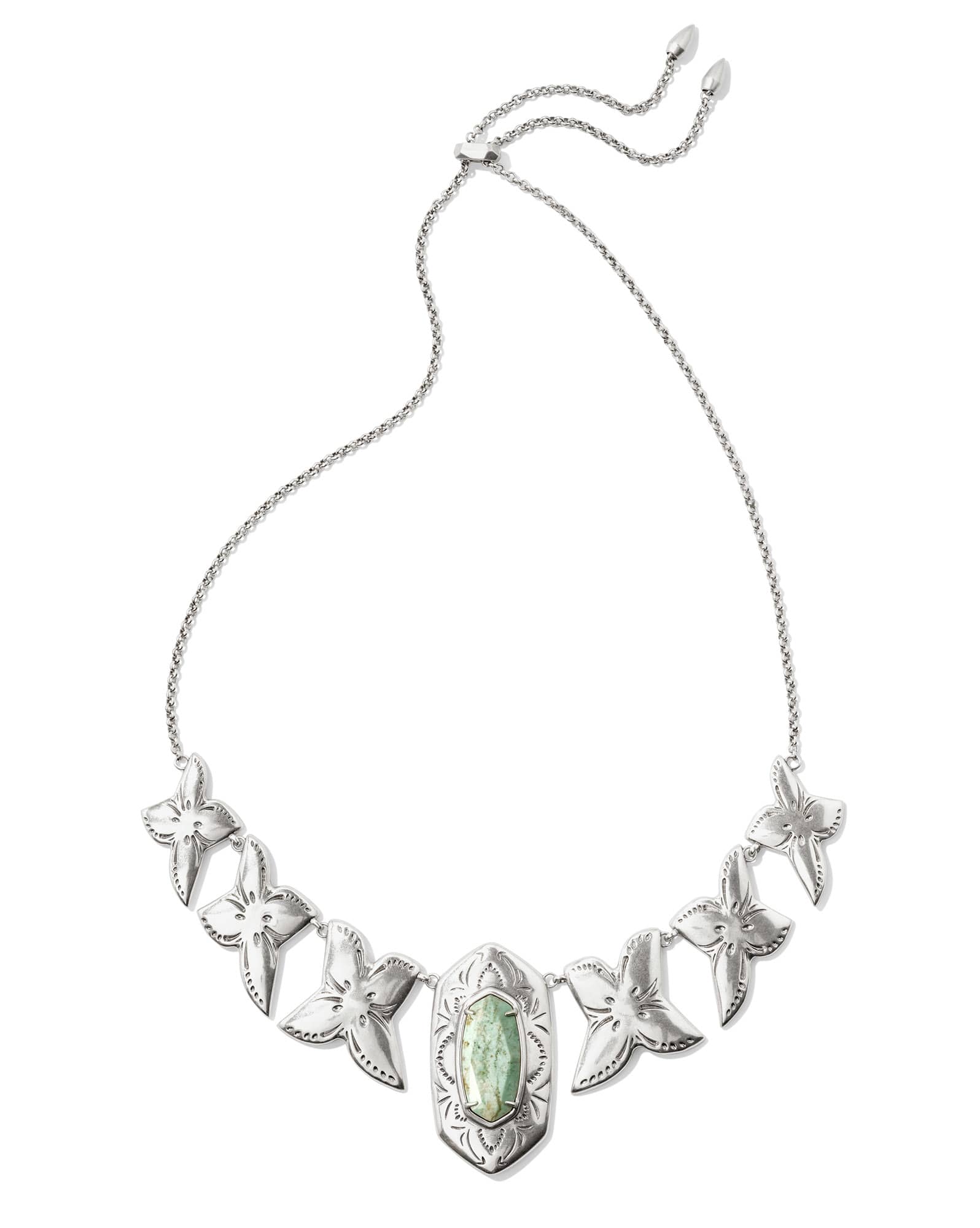 Keziah Vintage Silver Statement Necklace in Sea Green Chrysocolla