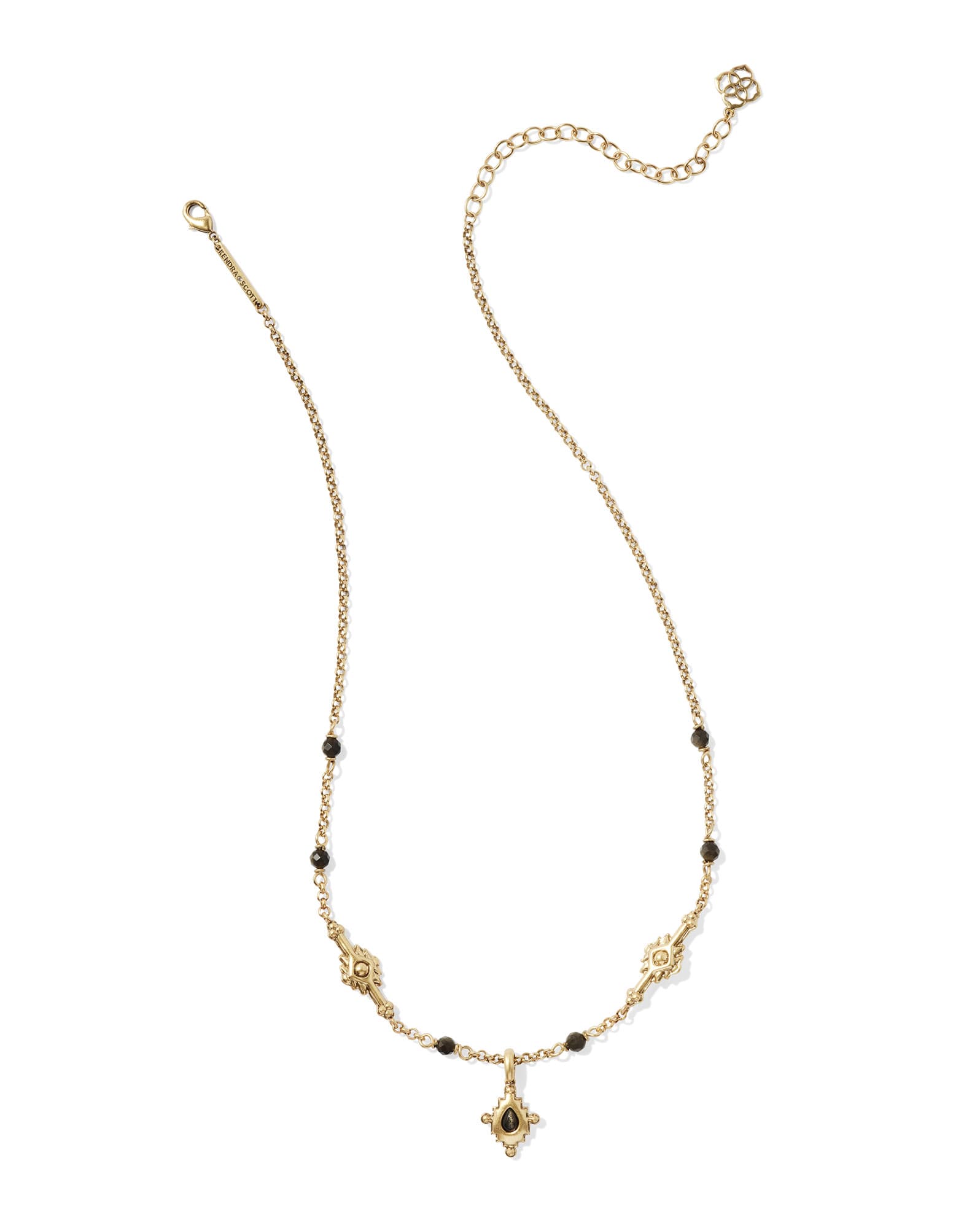 Shera Vintage Gold Short Pendant Necklace in Golden Obsidian