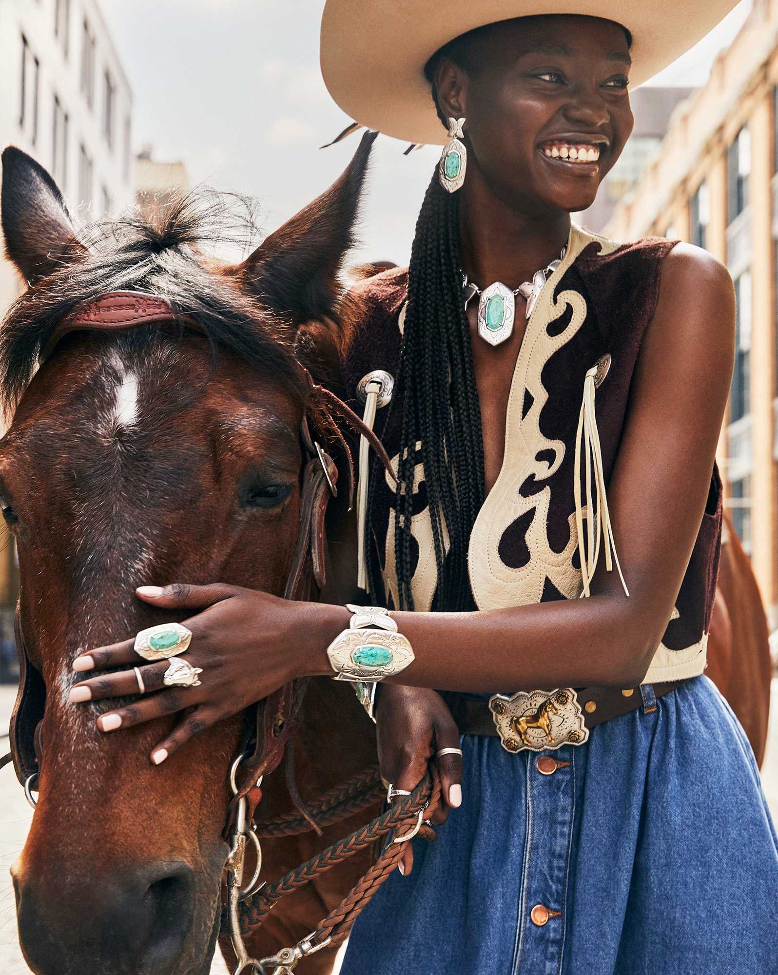 Keziah Vintage Silver Cocktail Ring in Sea Green Chrysocolla