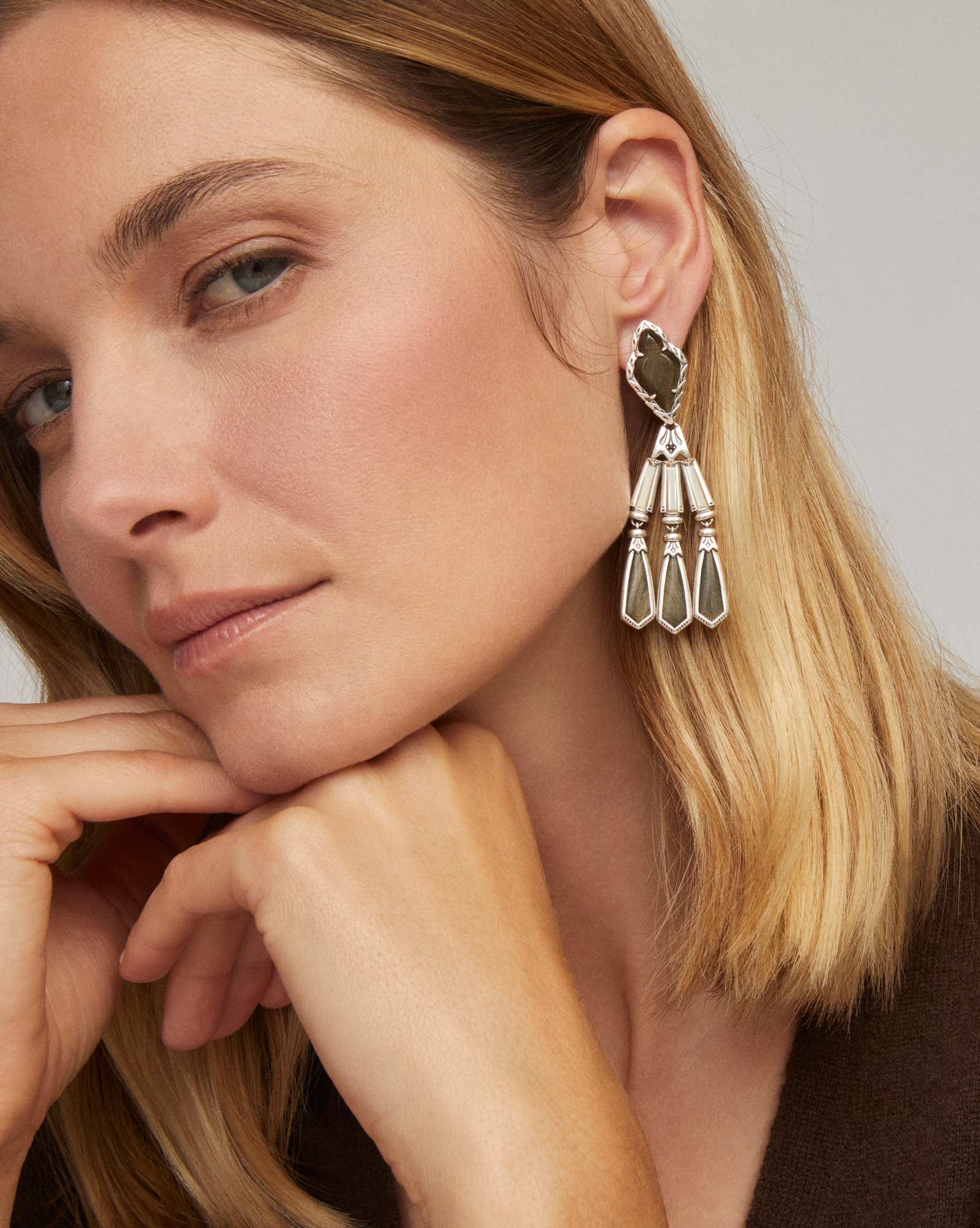 Adeline Vintage Silver Statement Earrings