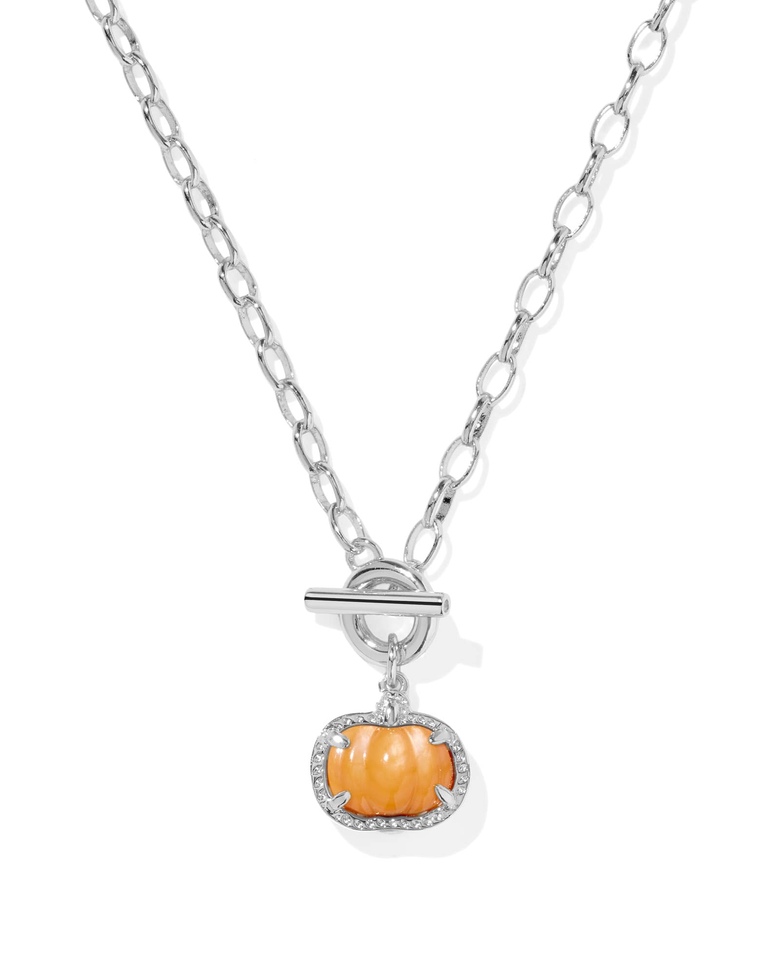 Pumpkin Silver Link and Chain Necklace
