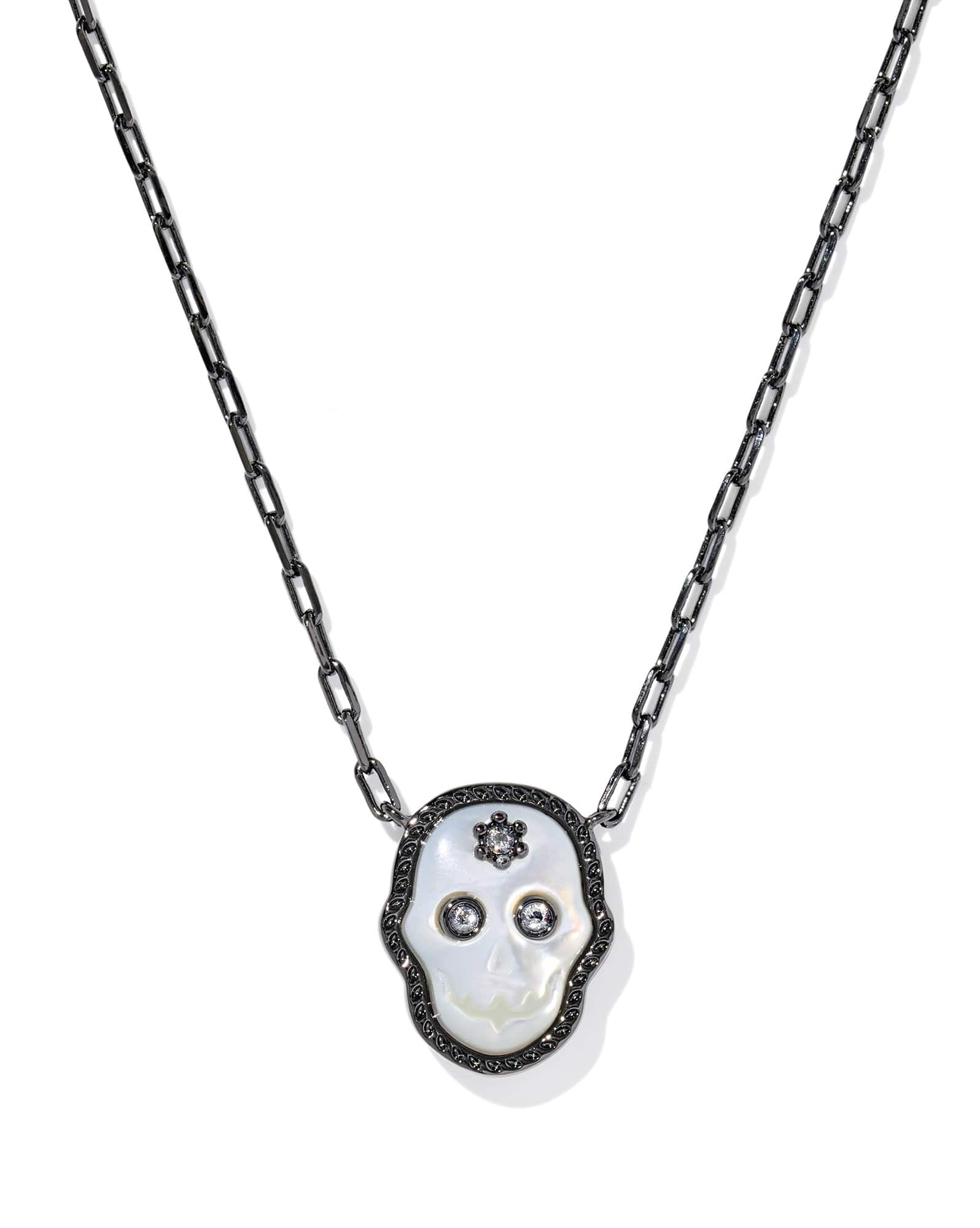 Skeleton Gunmetal Short Pendant Necklace