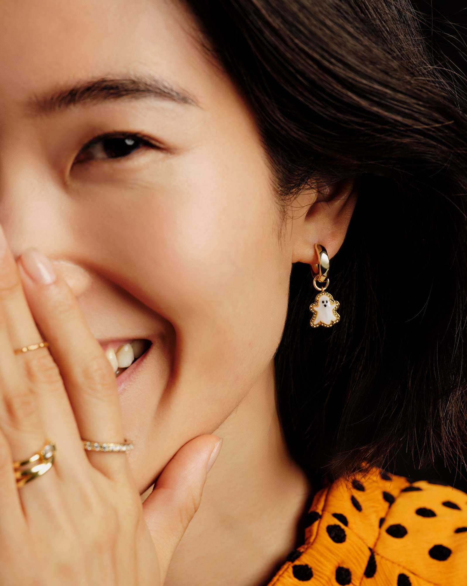 Ghost Gold Convertible Huggie Earrings