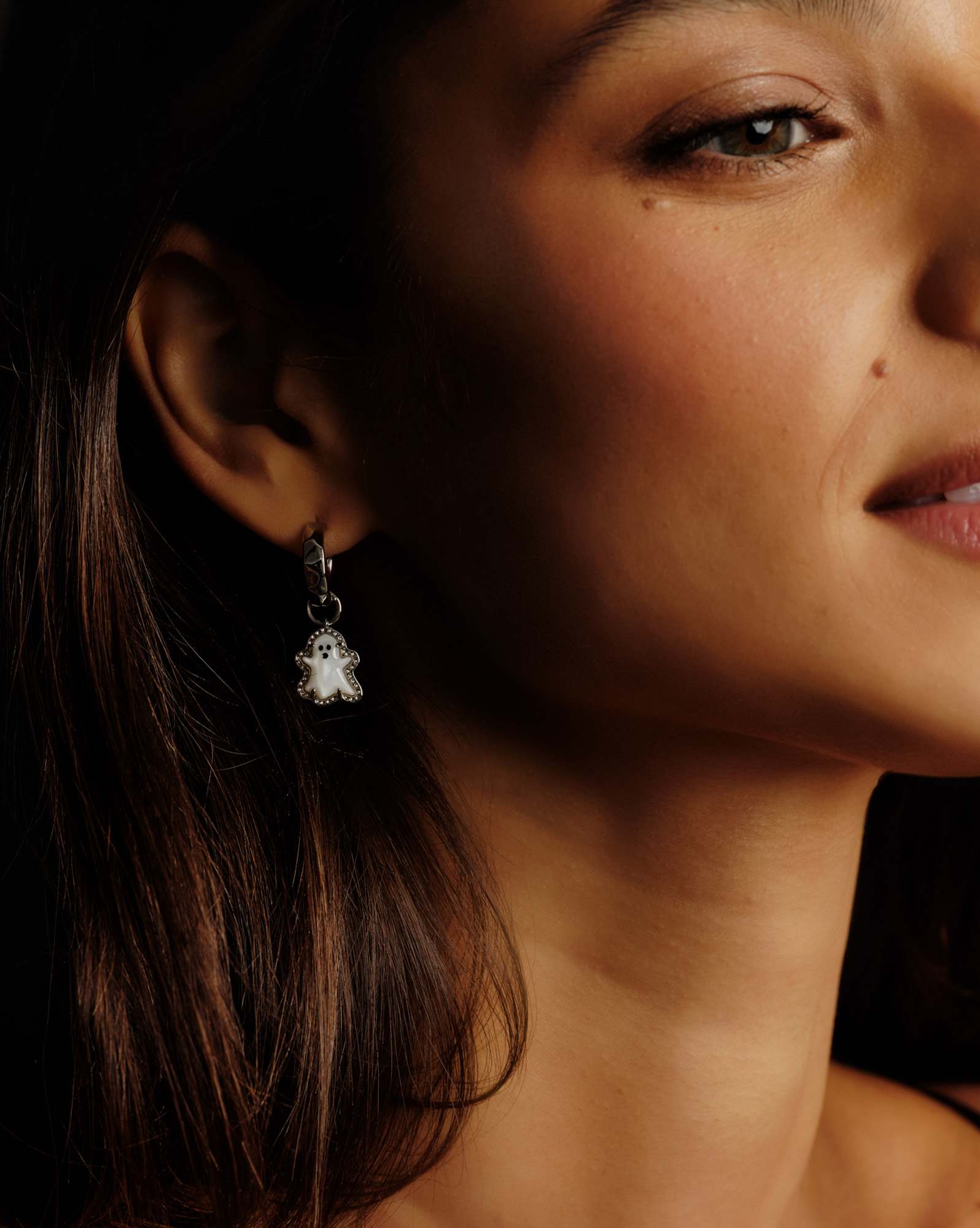 Ghost Silver Convertible Huggie Earrings