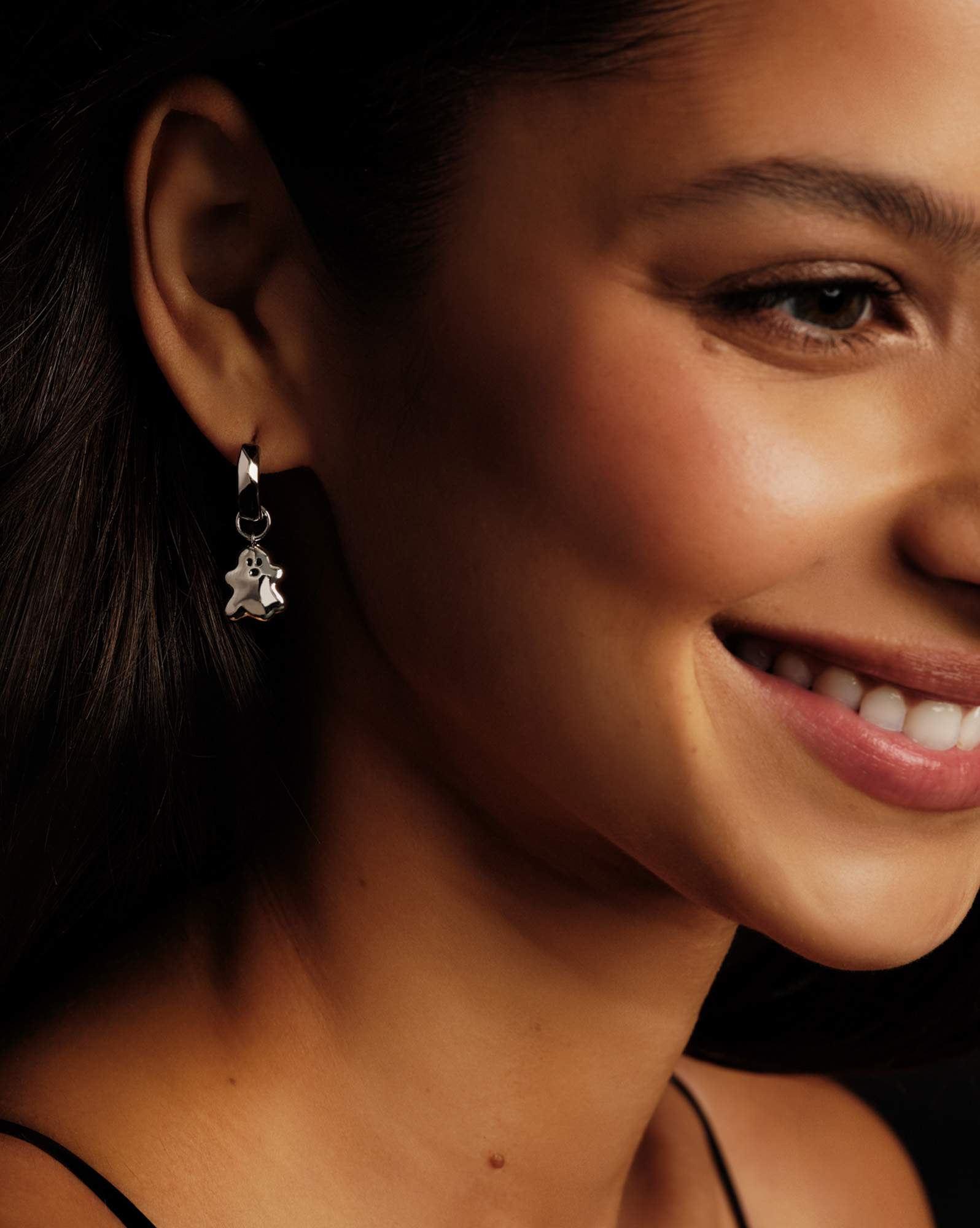 Ghost Silver Convertible Huggie Earrings