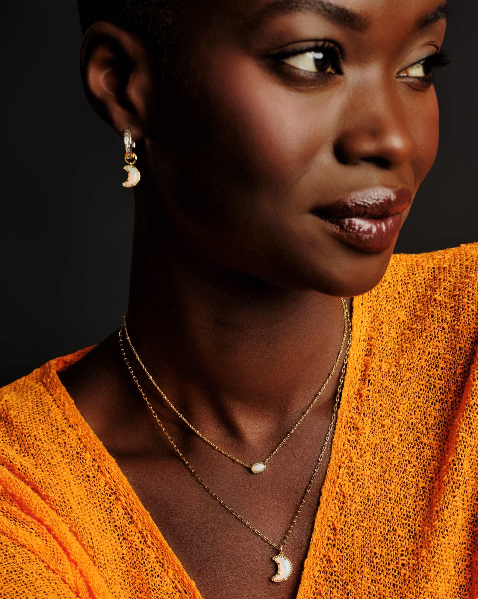 Moon Gold Short Pendant Necklace