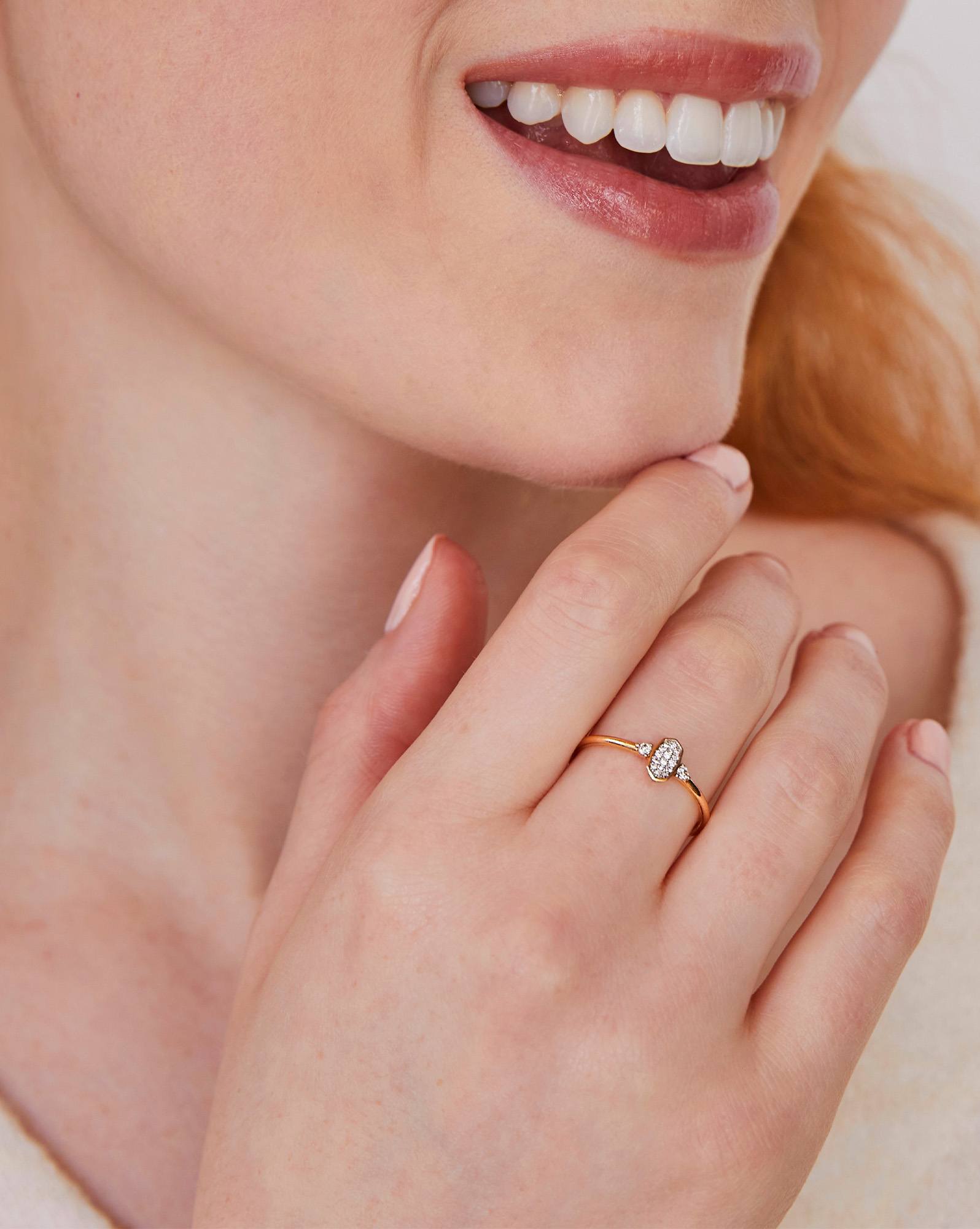 Marisa 14k Yellow Gold Band Ring in White Diamond