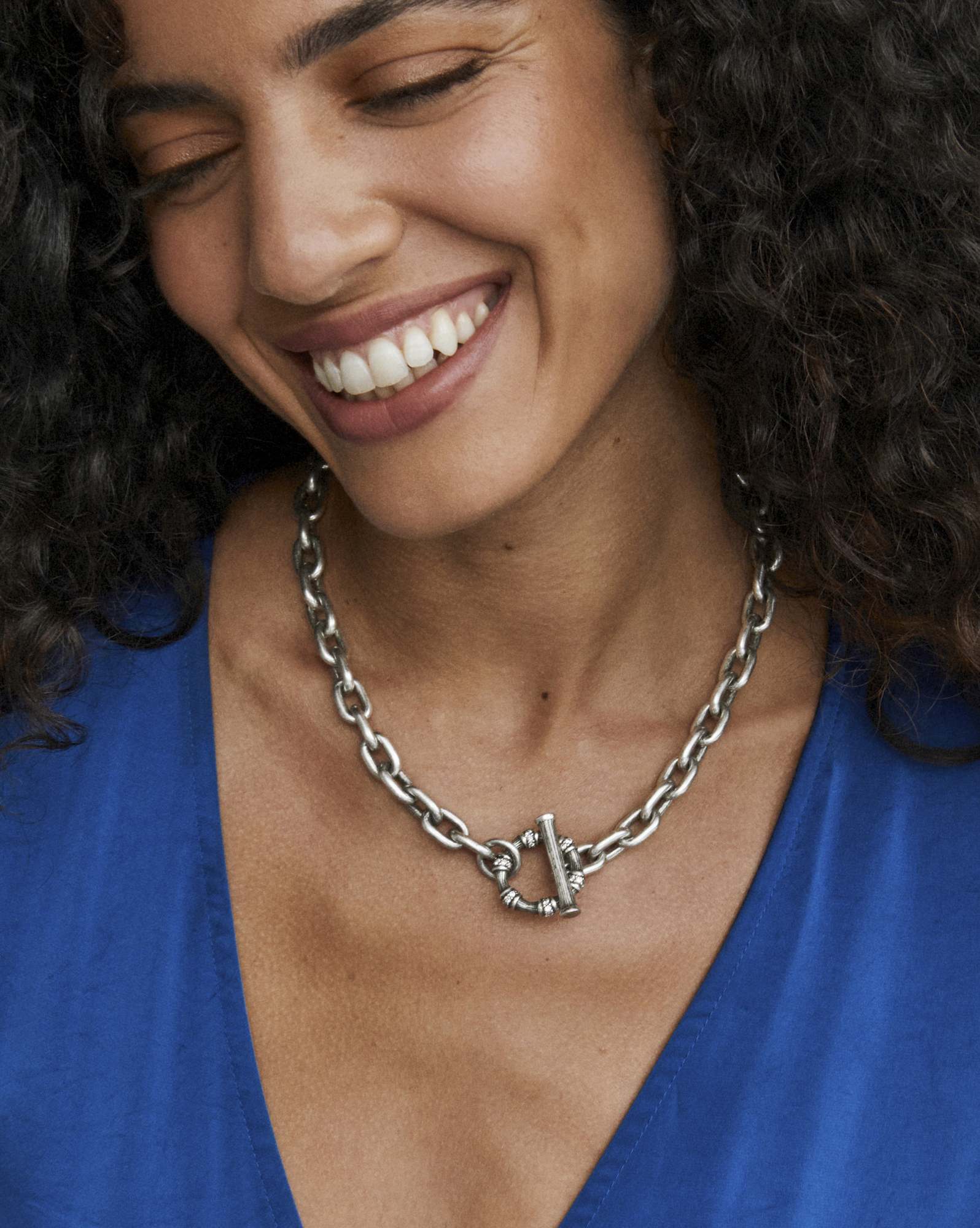 Maura Vintage Silver Chain Necklace in White CZ