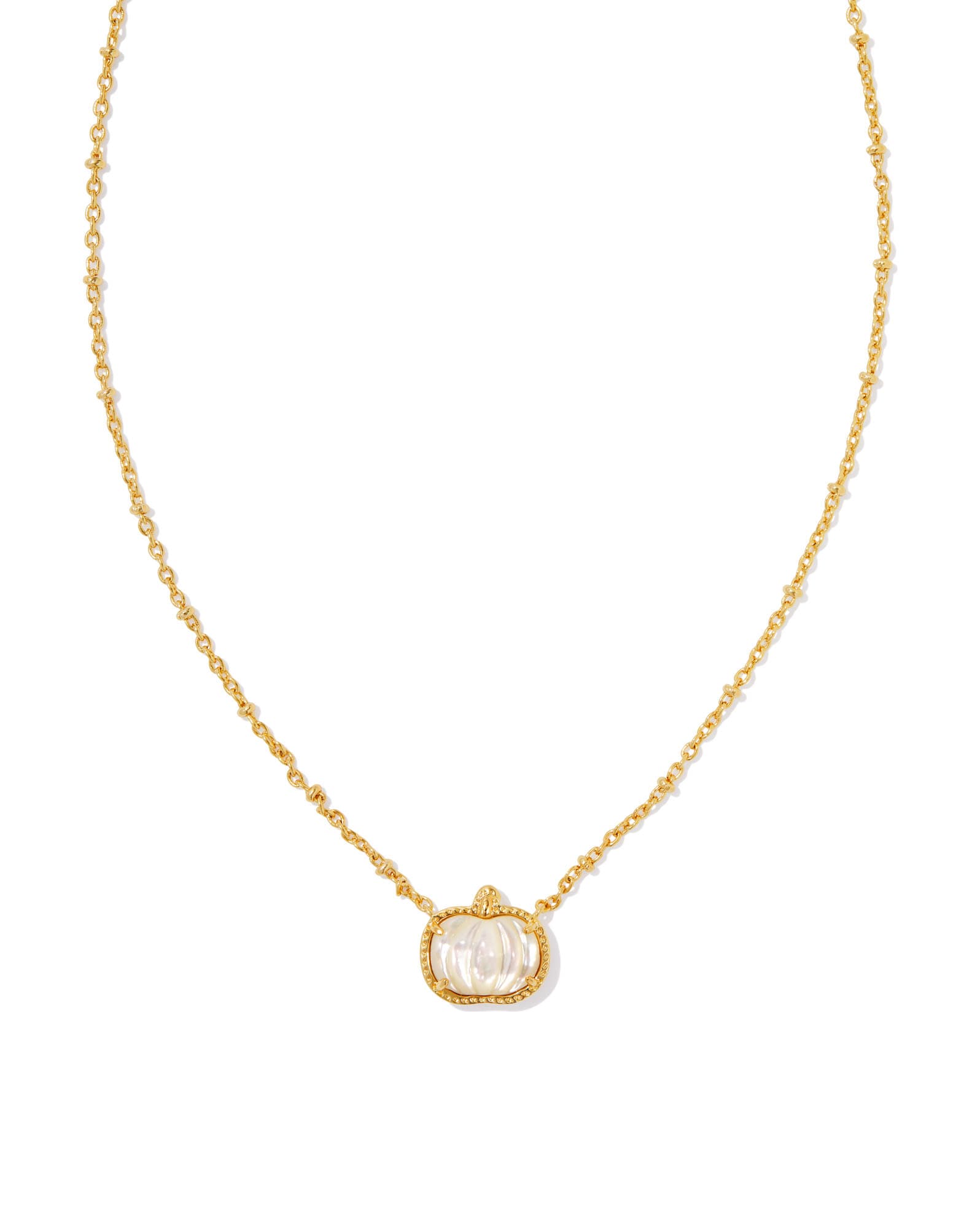 Pumpkin Gold Short Pendant Necklace in Ivory Mother-of-Pearl