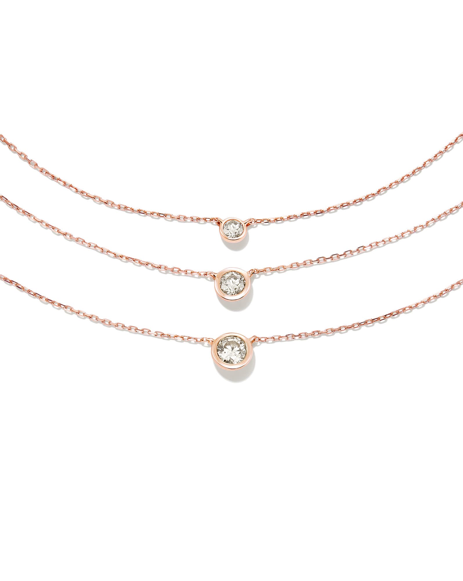 Audrey 14k Rose Gold Pendant Necklace in White Diamond, .15ct