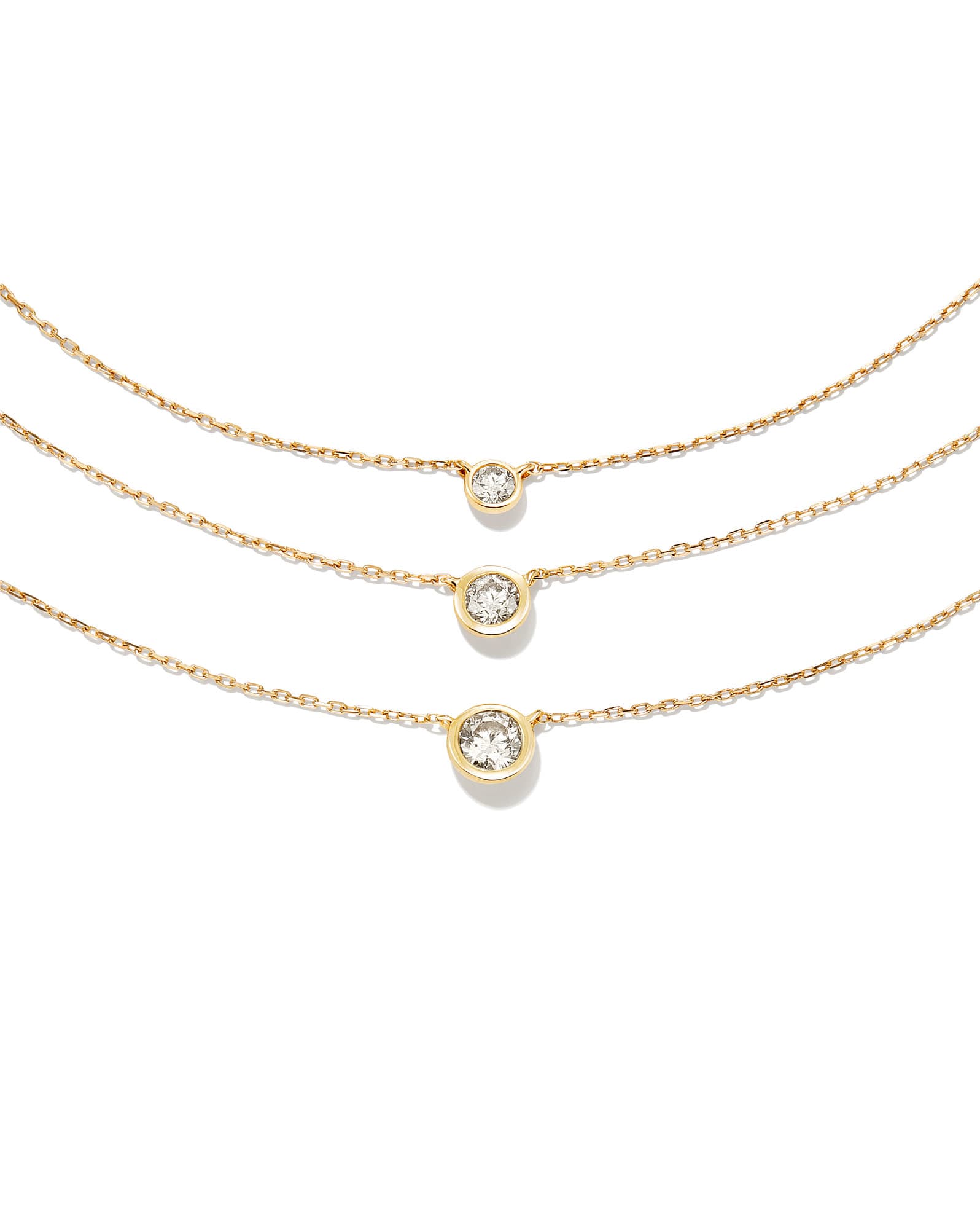 Audrey 14k Yellow Gold Pendant Necklace in White Diamond, 0.07ct