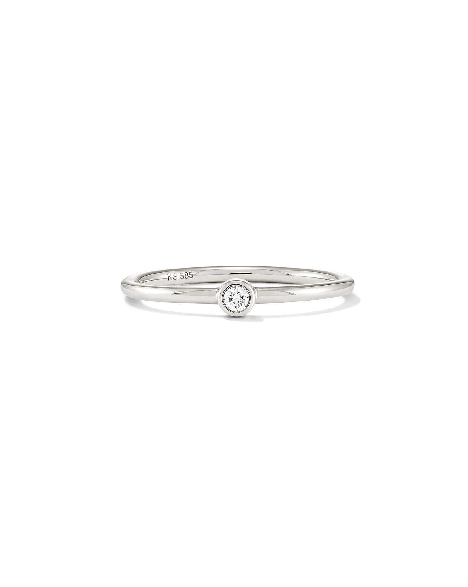 Audrey 14k White Gold Band Ring in White Diamond